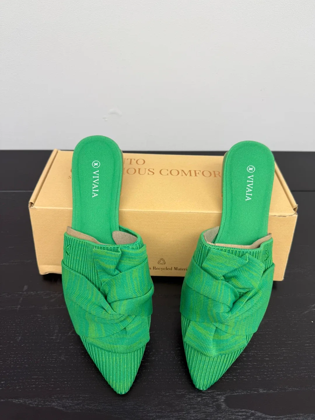 Vivaia Pointed-Toe Knit Mules, Size 38