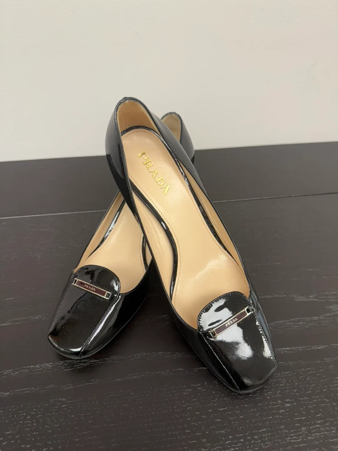 Prada Black Patent Leather Heels Size 37.5
