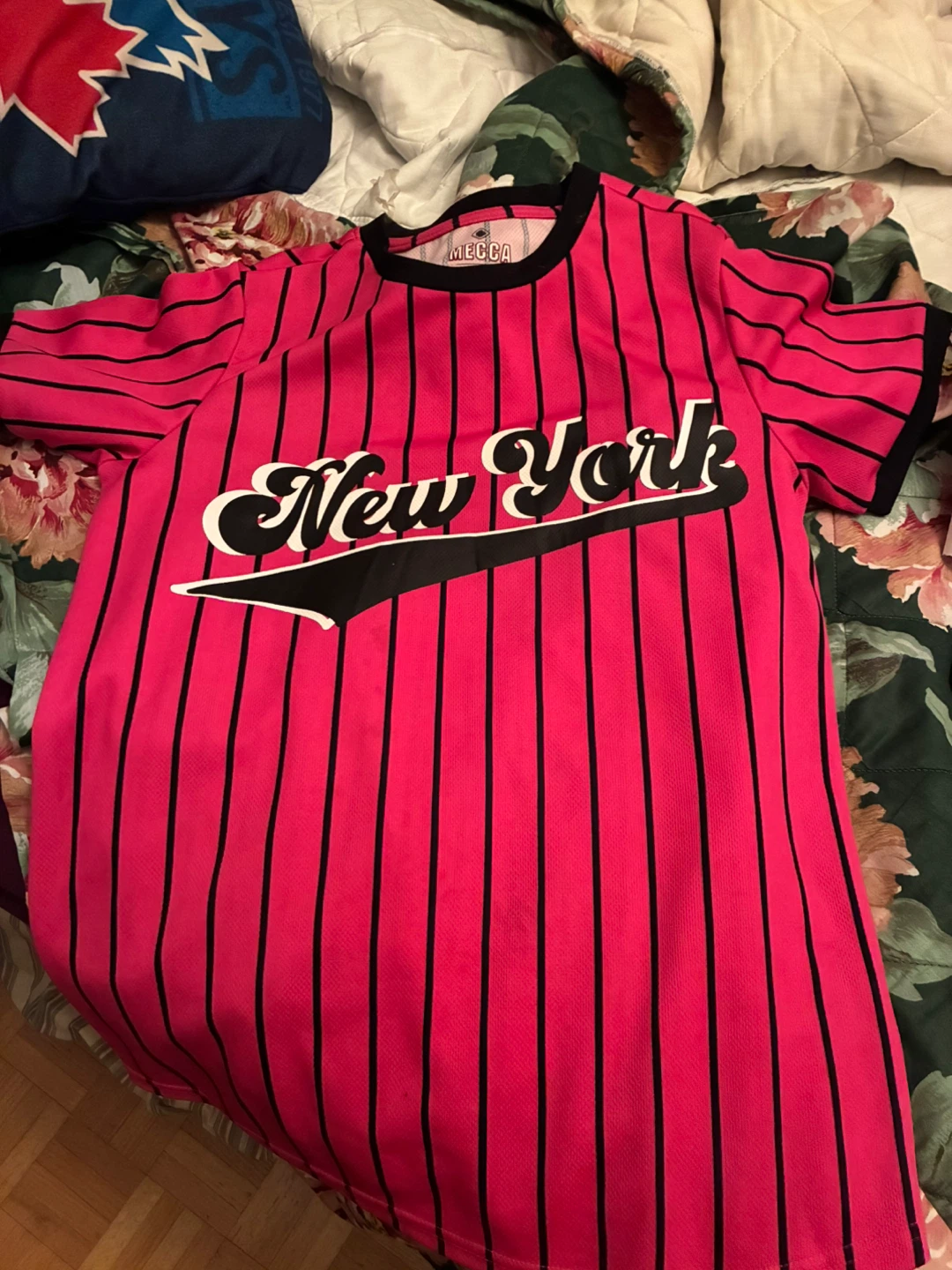 Mecca New York Striped Baseball Jersey - Size S