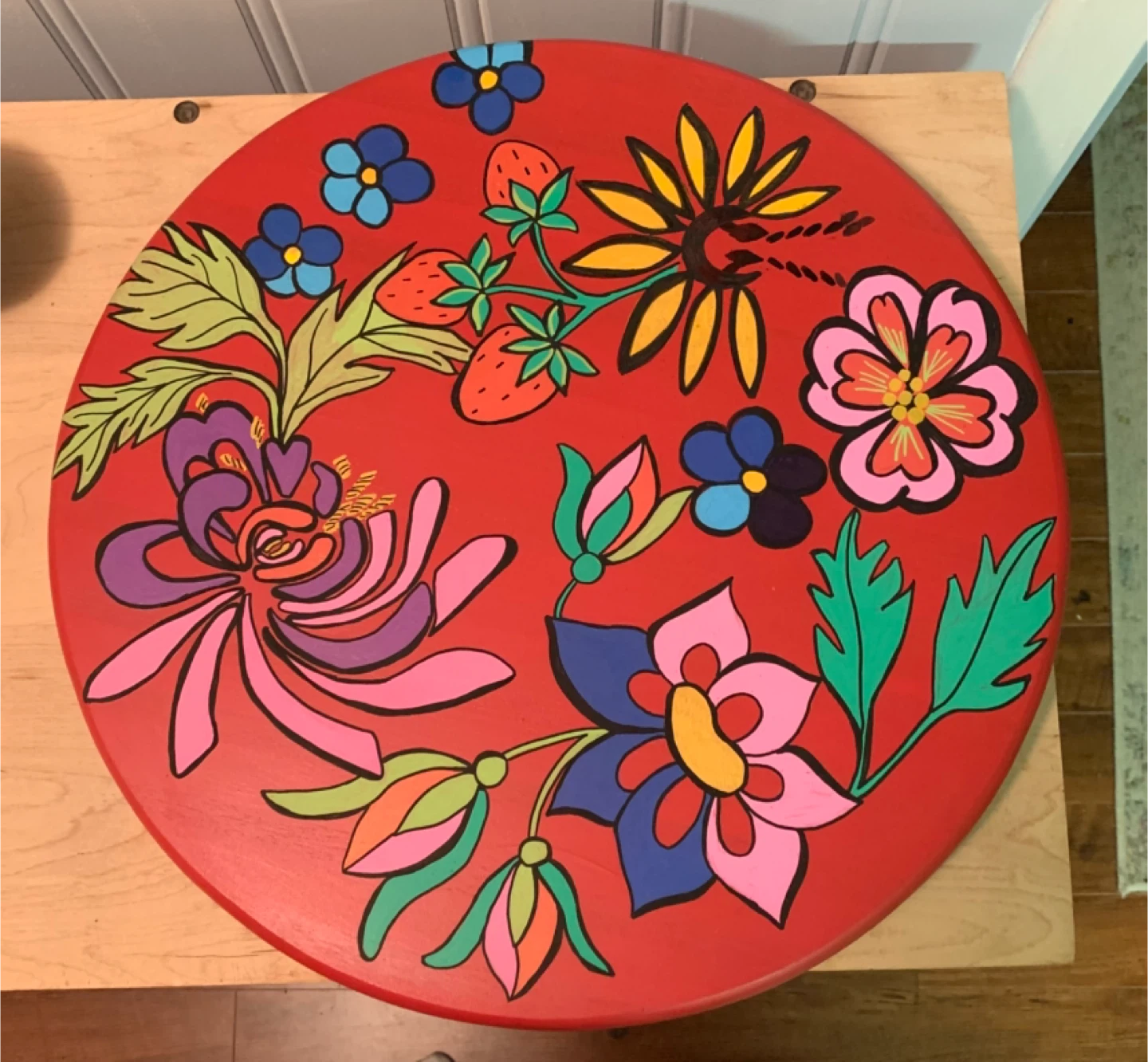 Hand-painted Floral Lazy Susan