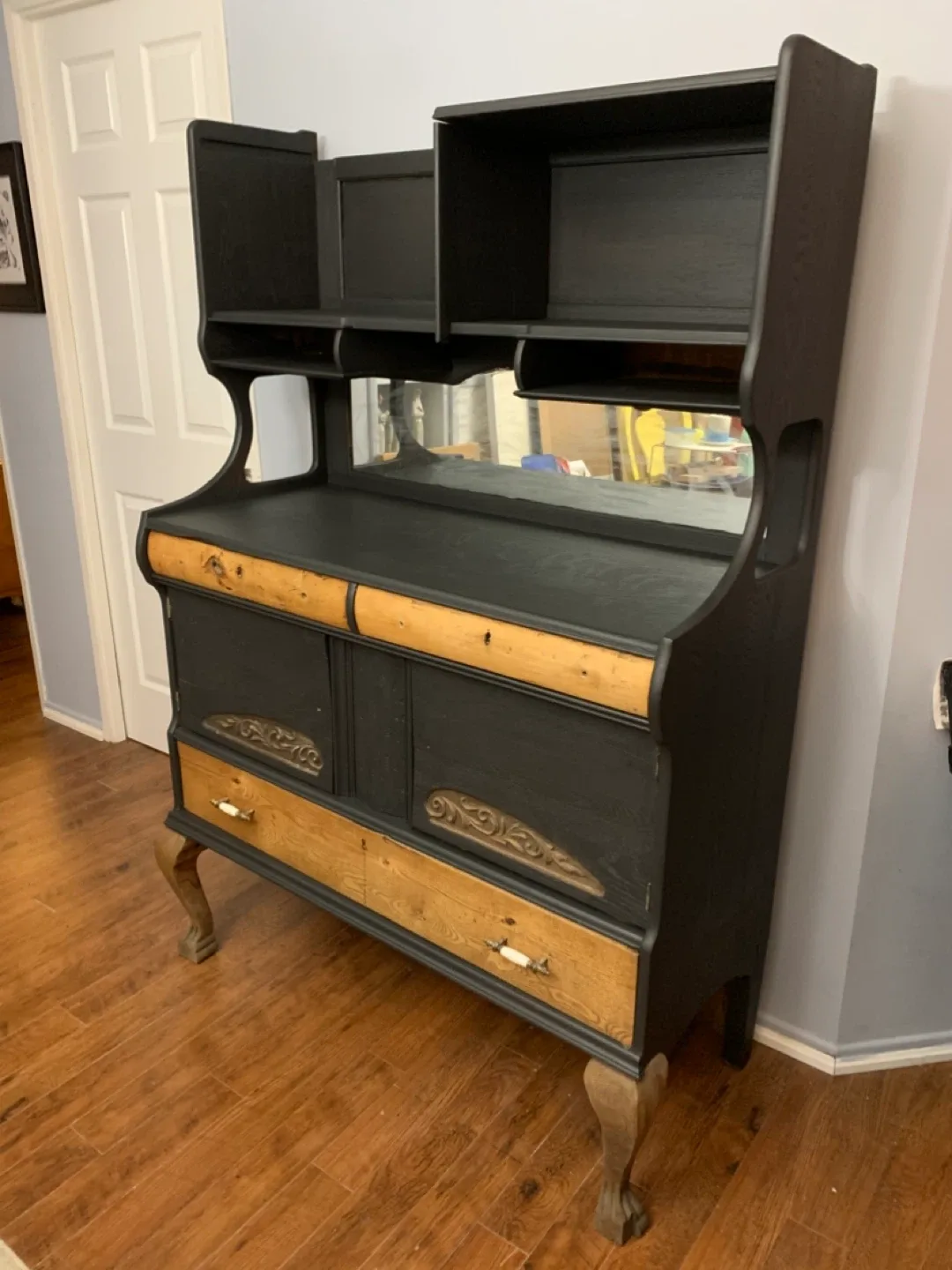 Dark grey Painted Wood Hutch image indicator(2)