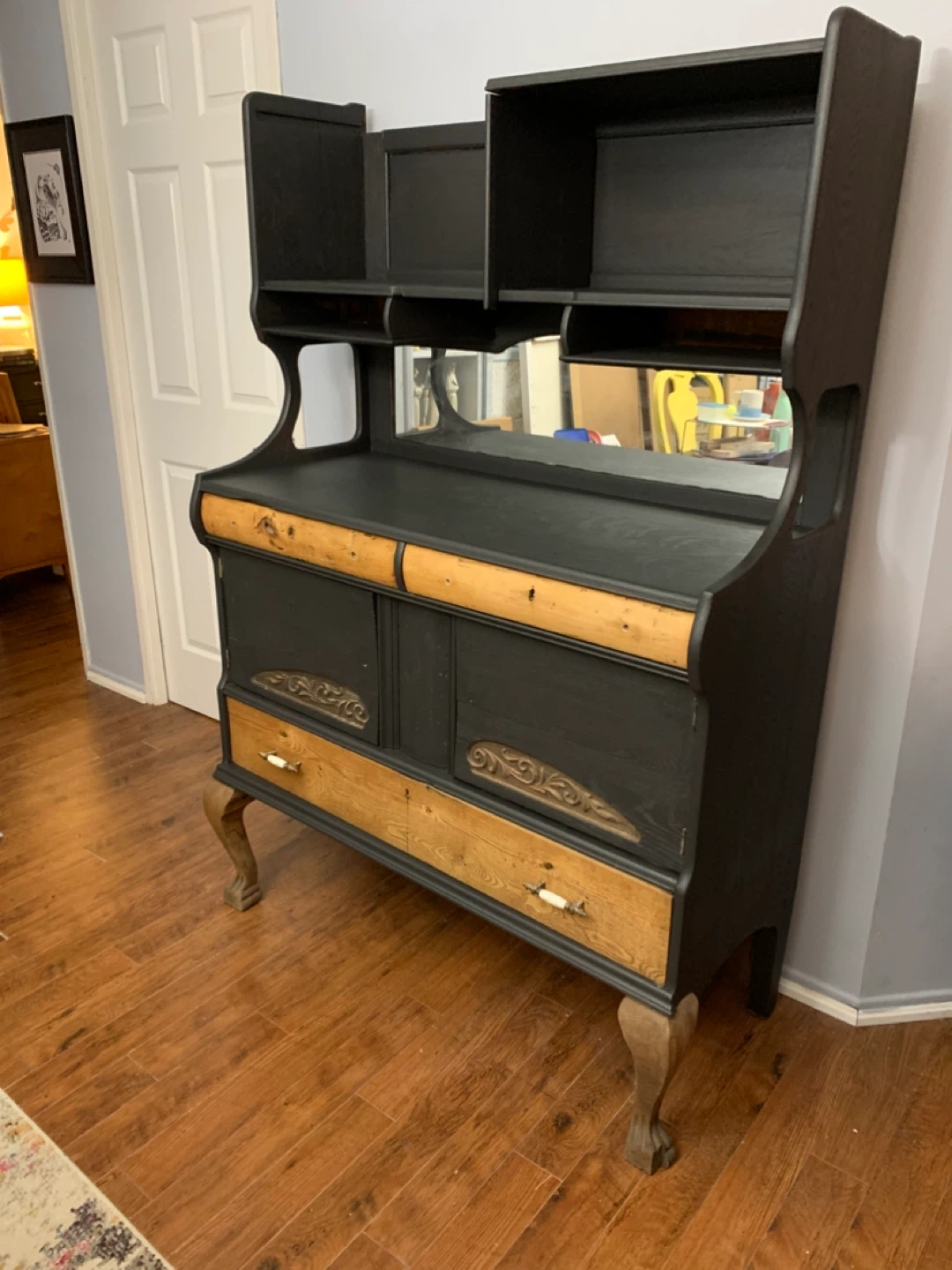 Dark grey Painted Wood Hutch