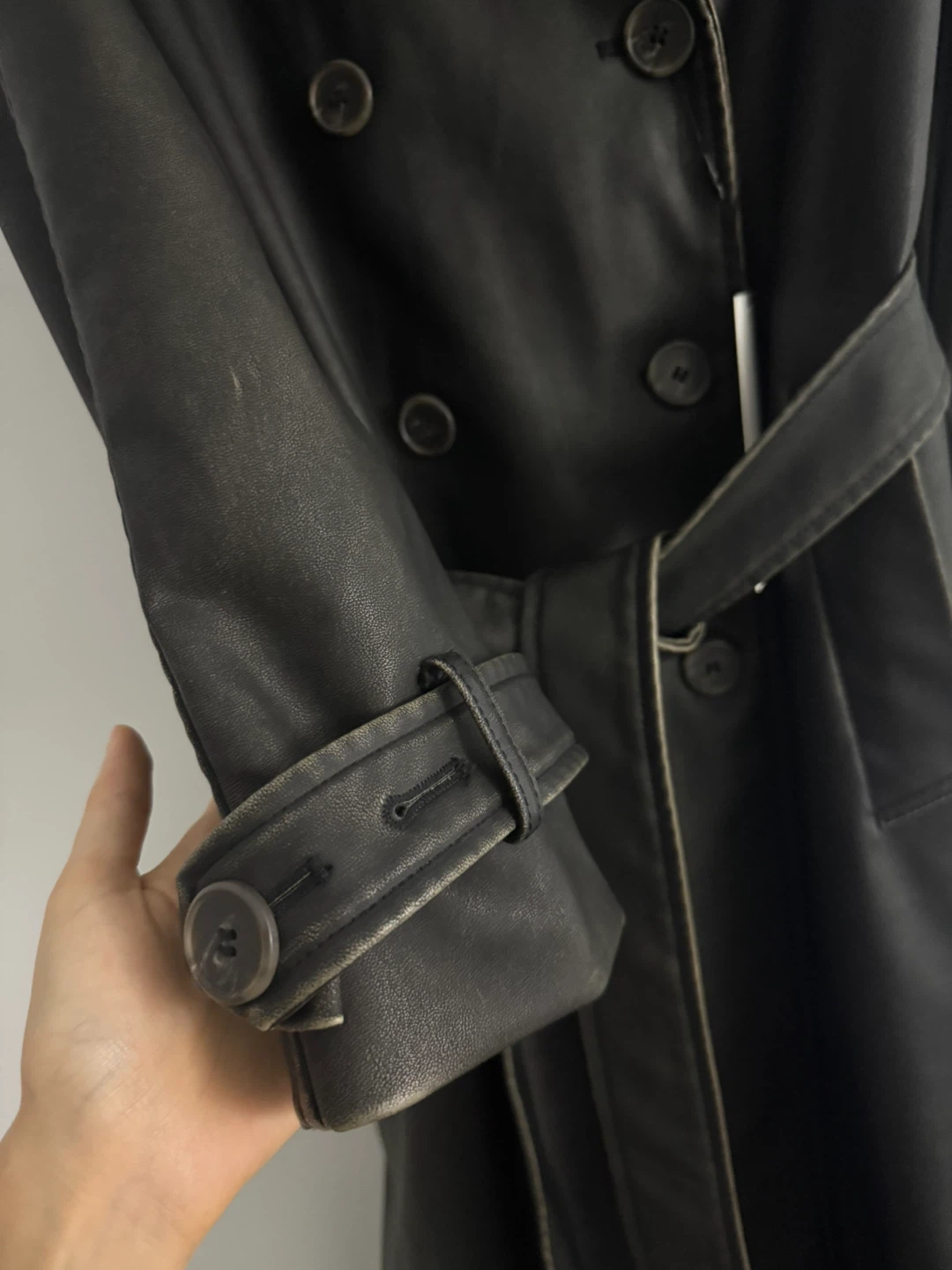 Zara Brown vintage Leather Trench Jacket - photo 3