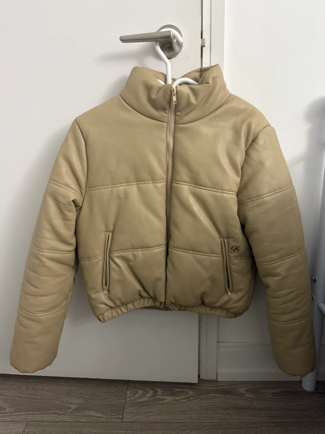 Leather Puffer Jacket - Beige - photo 2