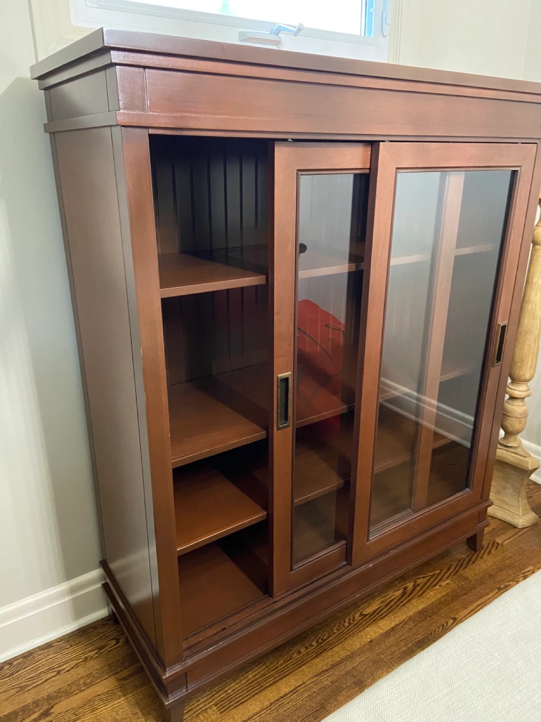 Brown Wood & Glass Display Cabinet
