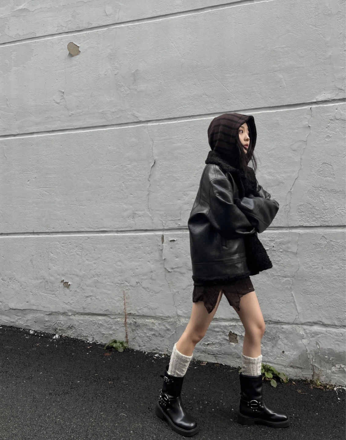 Black faux shearling coat