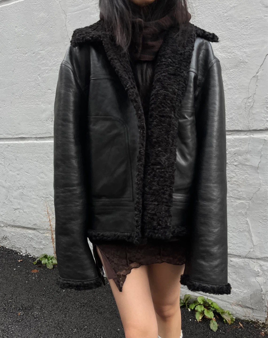 Black faux shearling coat - photo 2