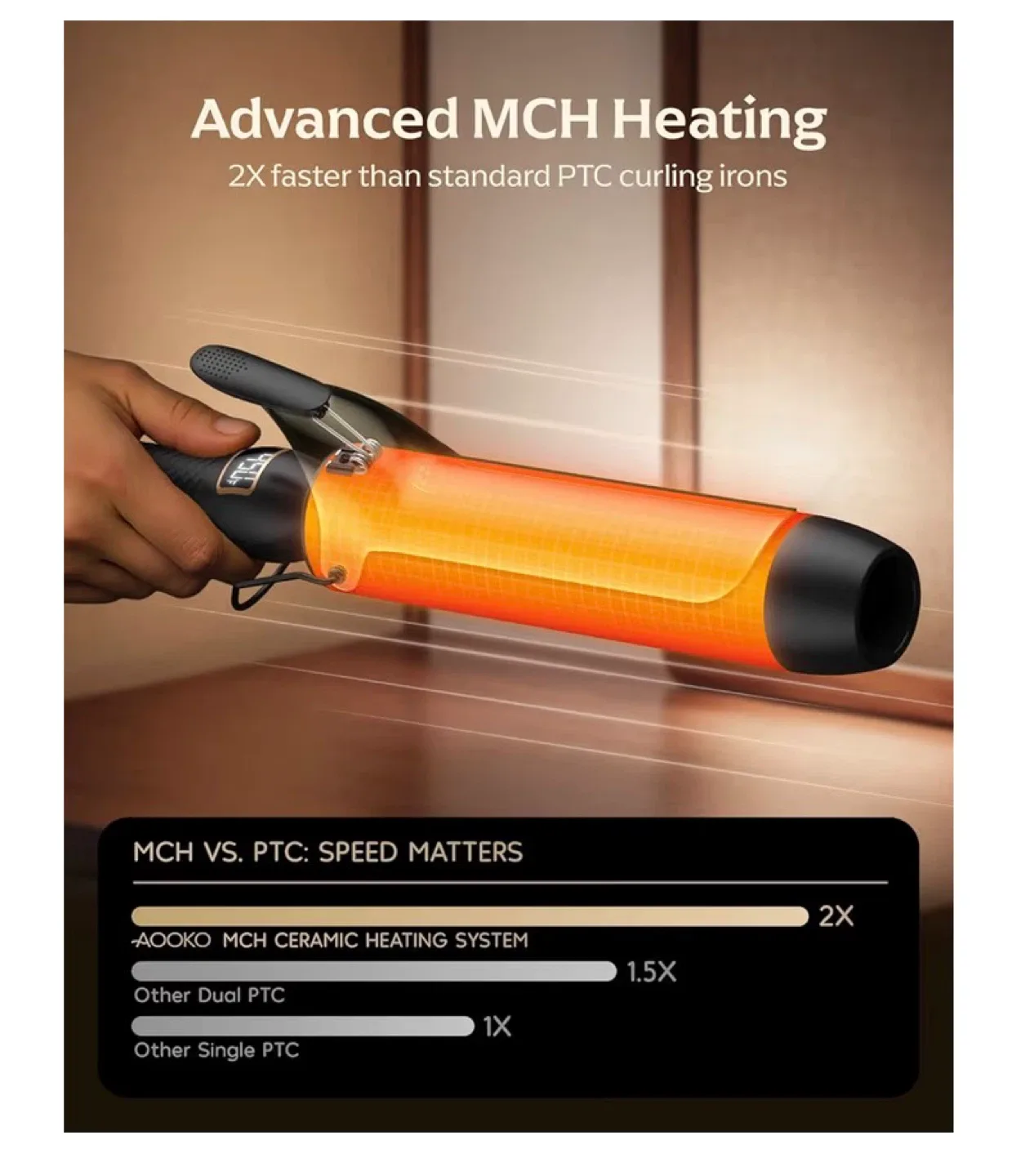 Curling Iron 2 Inch, Large Barrel Curling Wand for Long Hair 🥕 image indicator(9)