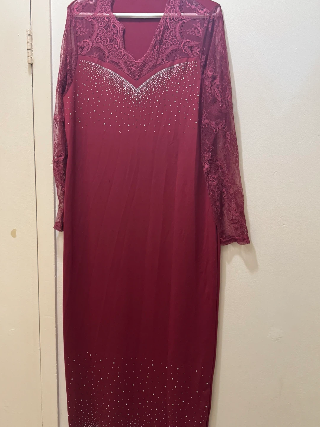 Burgundy Lace Sleeve Dress size xl