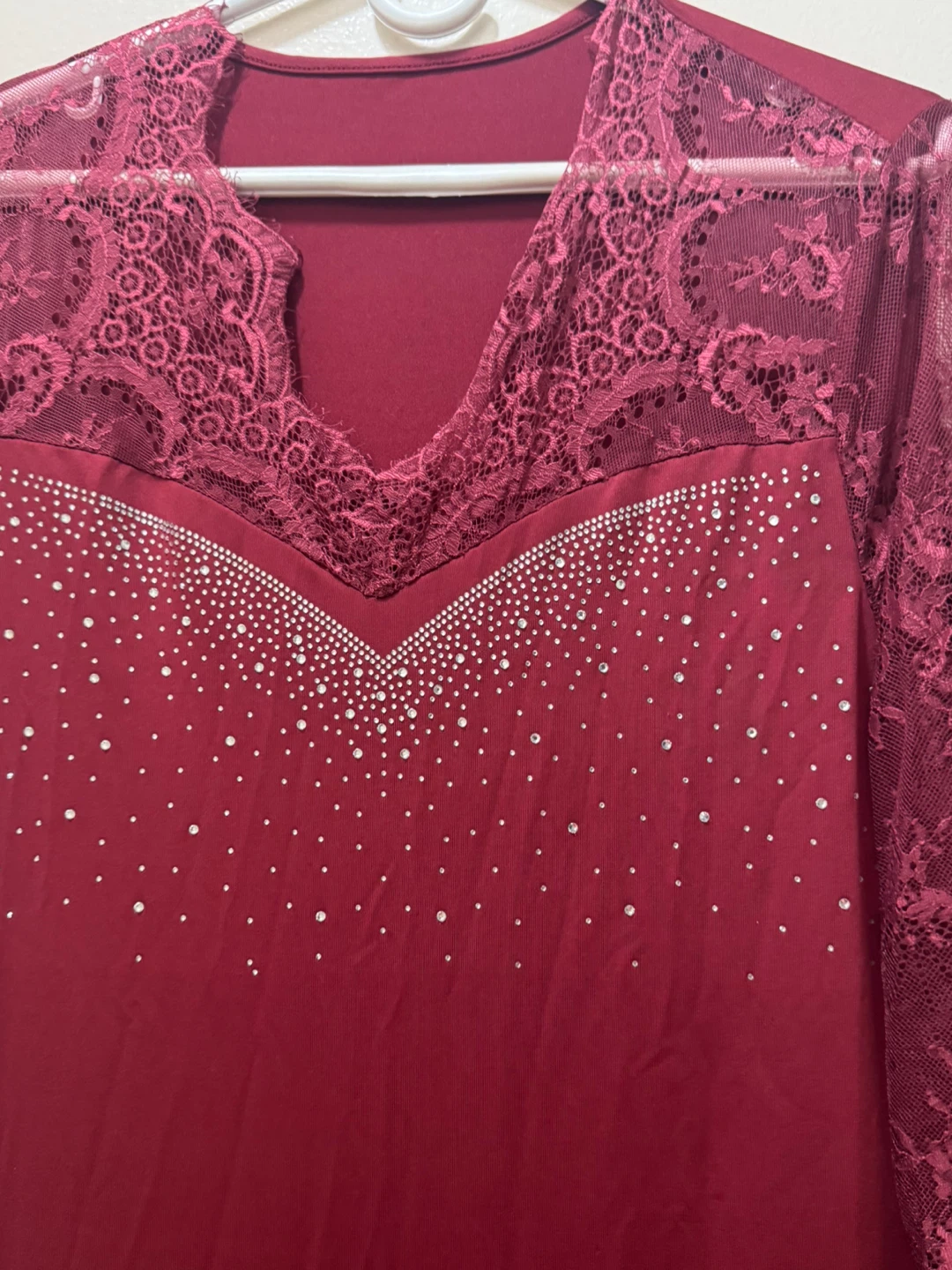 Burgundy Lace Sleeve Dress size xl - photo 2