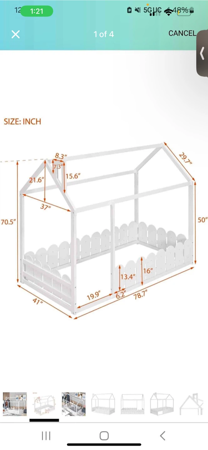White Wooden House Bed Frame (Twin) - photo 2