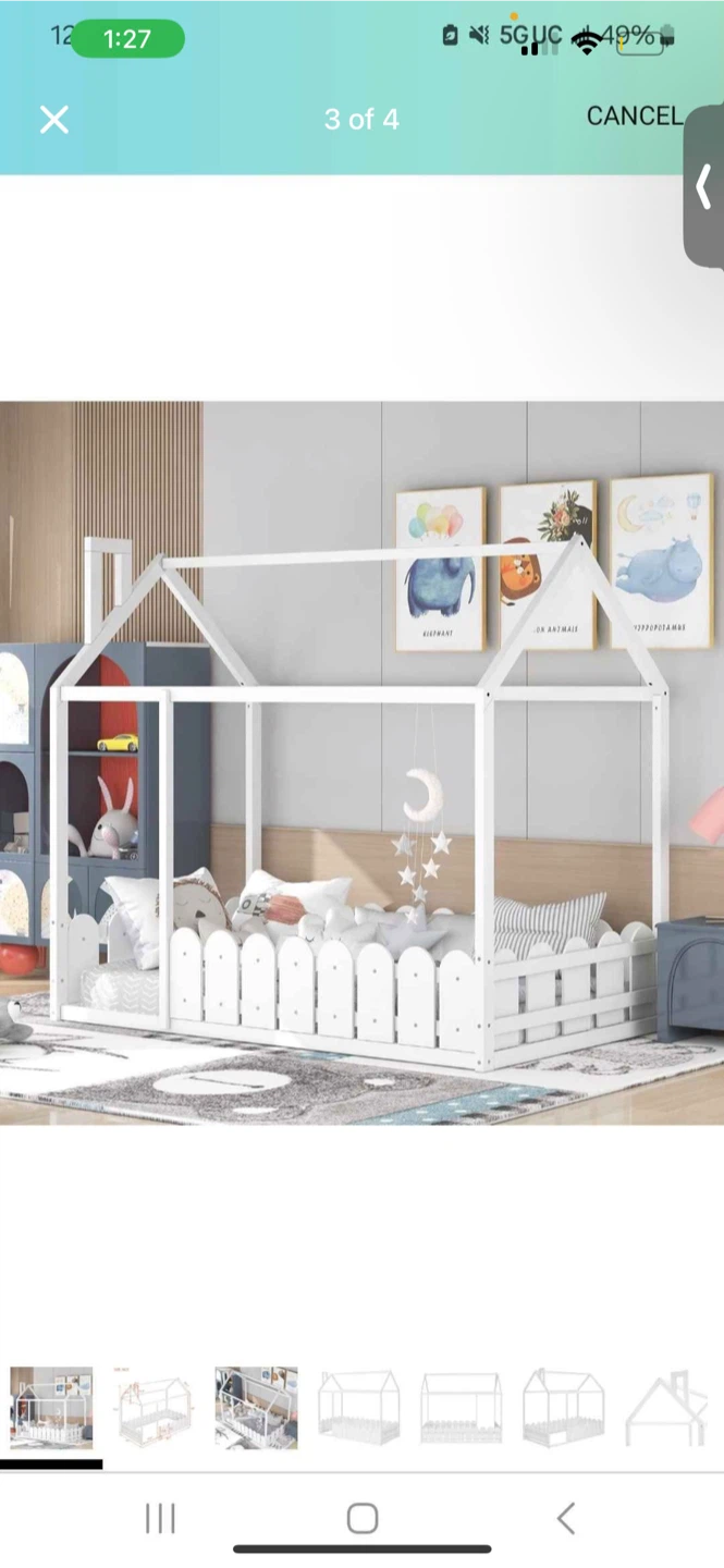White Wooden House Bed Frame (Twin)