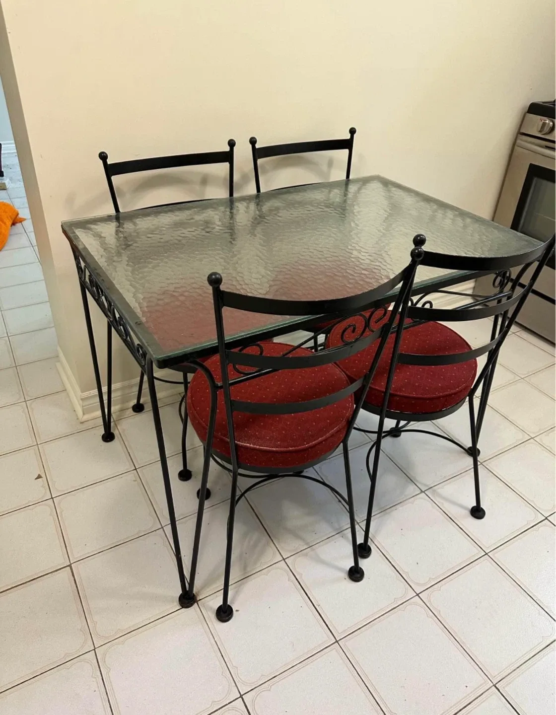 🥕Glass Top Dining Table with 4 Chairs image indicator(2)
