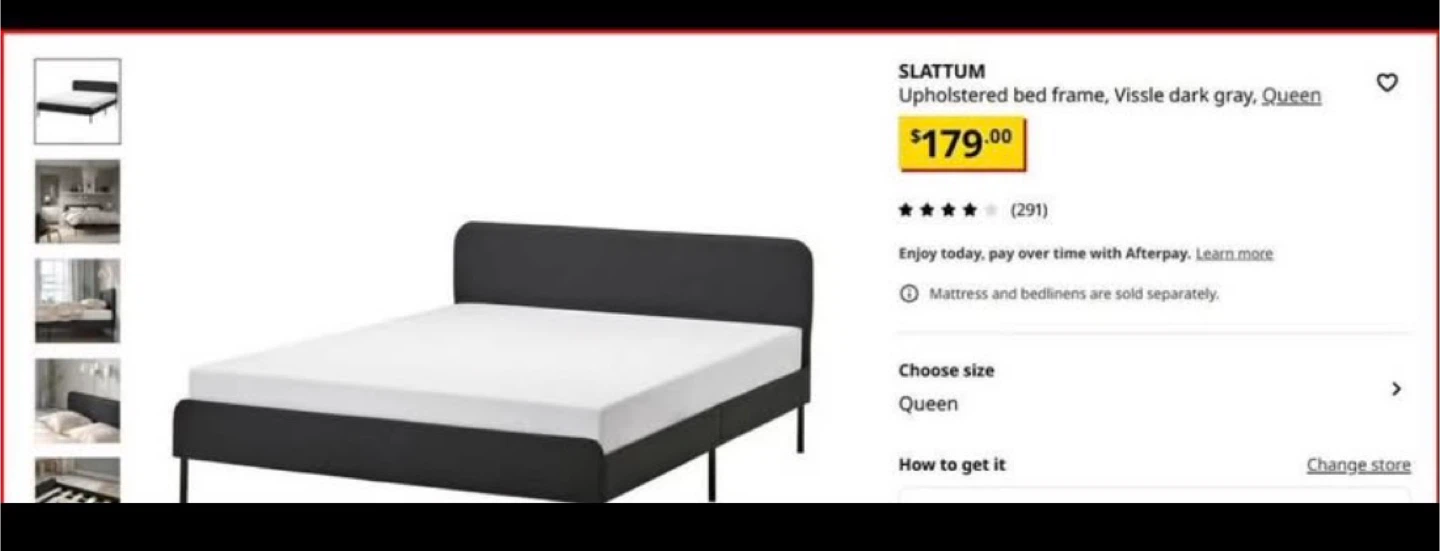 IKEA SLATTUM Queen Bed Frame - Dark Gray - photo 2