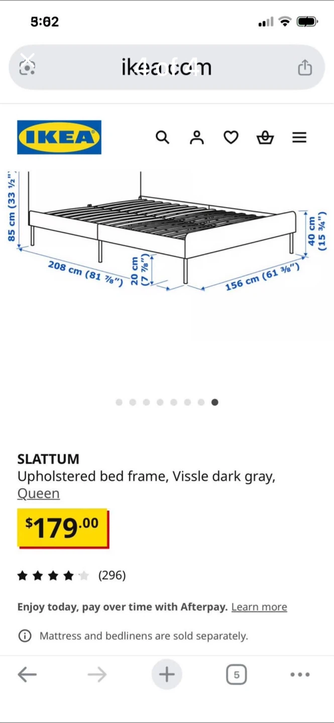 IKEA SLATTUM Queen Bed Frame - Dark Gray - photo 4