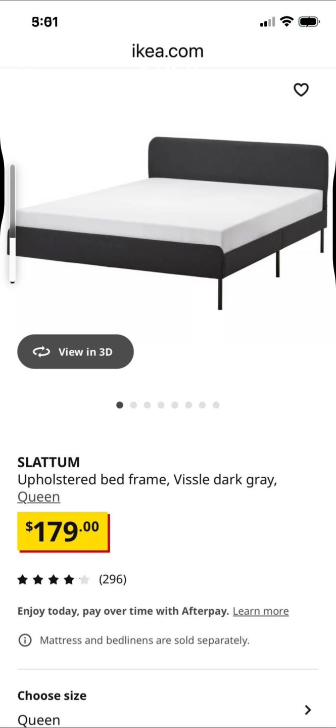 IKEA SLATTUM Queen Bed Frame - Dark Gray - photo 3