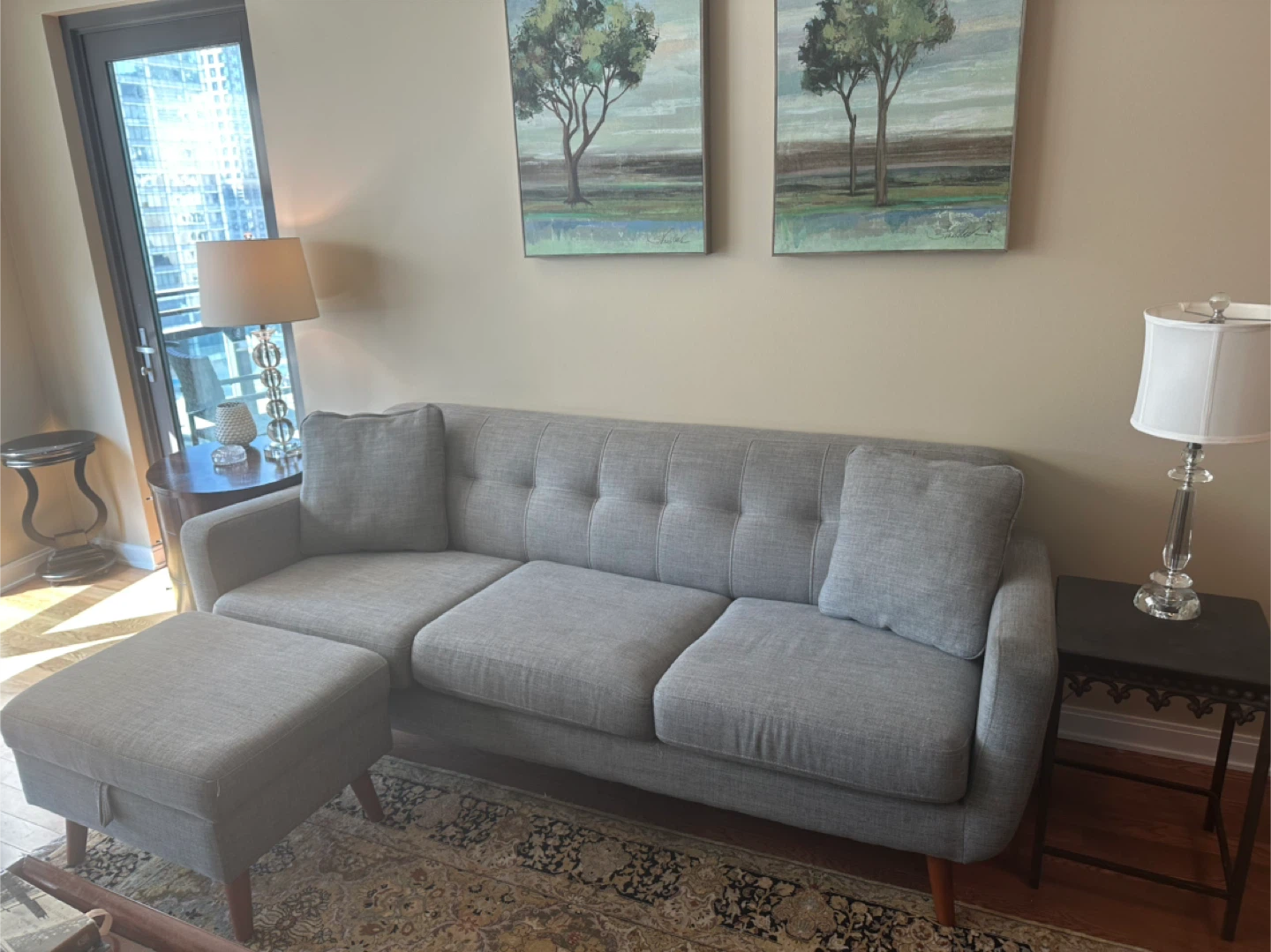Gray Sofa with Ottoman - photo 2