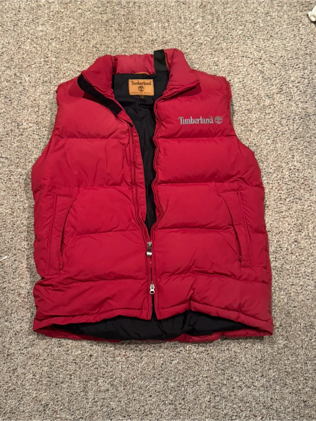 Timberland Red Puffer Vest - Size M