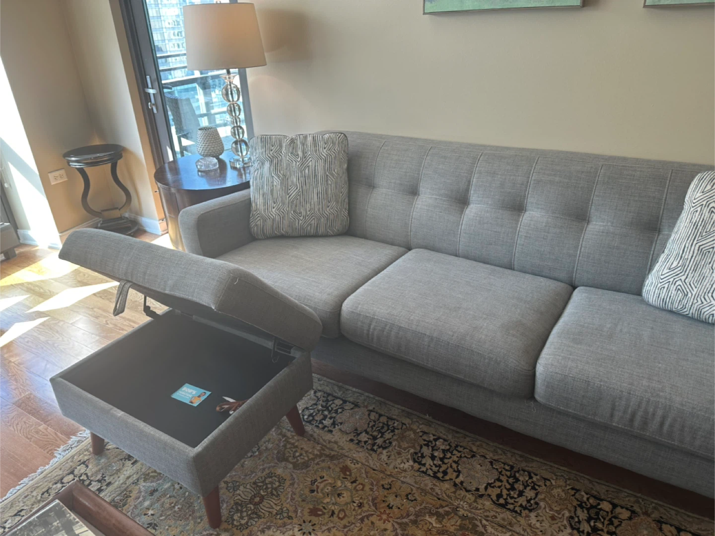 Gray Sofa with Ottoman - photo 3
