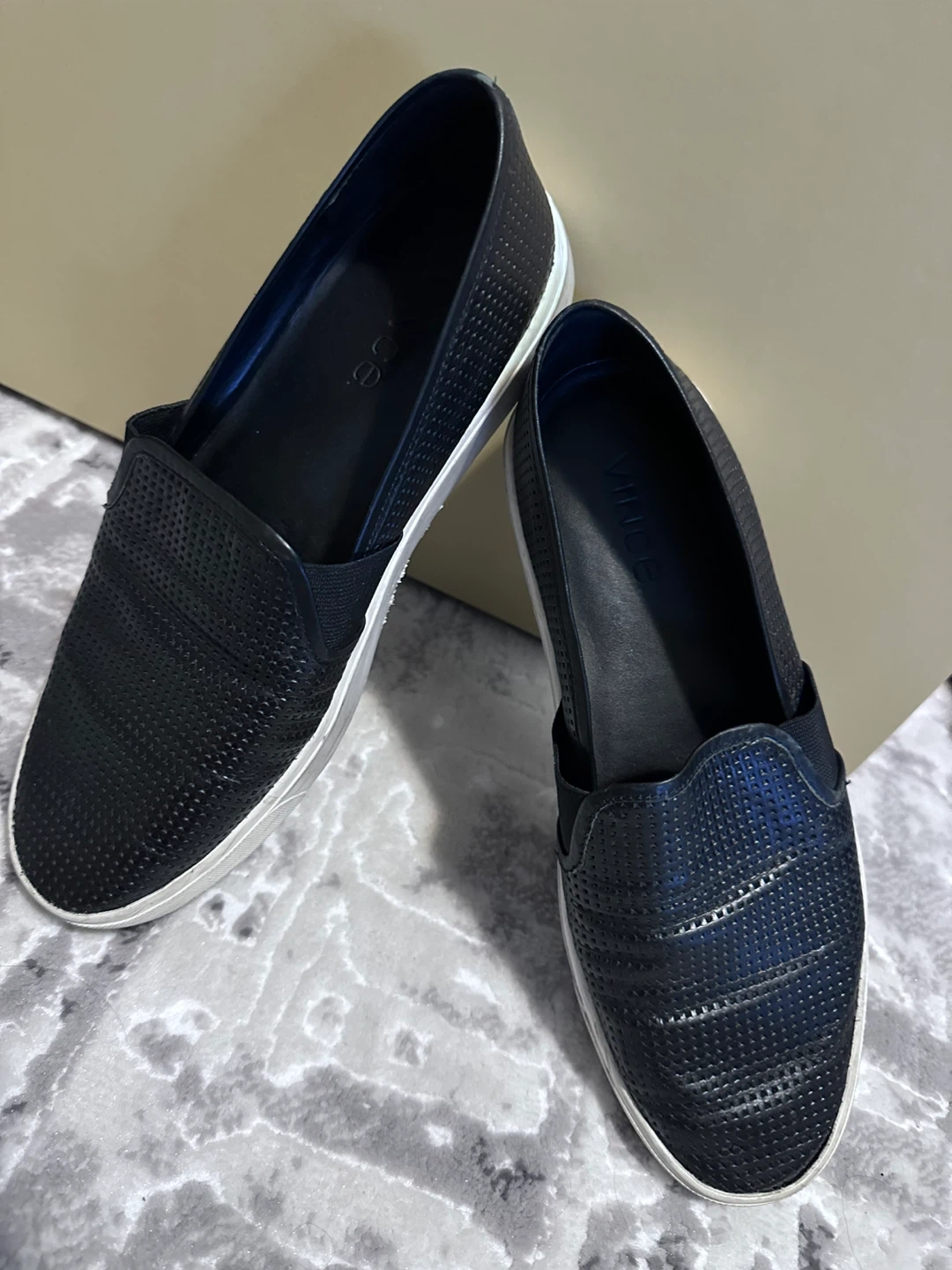 Vince Black Perforated Leather Slip-On Sneakers - photo 3