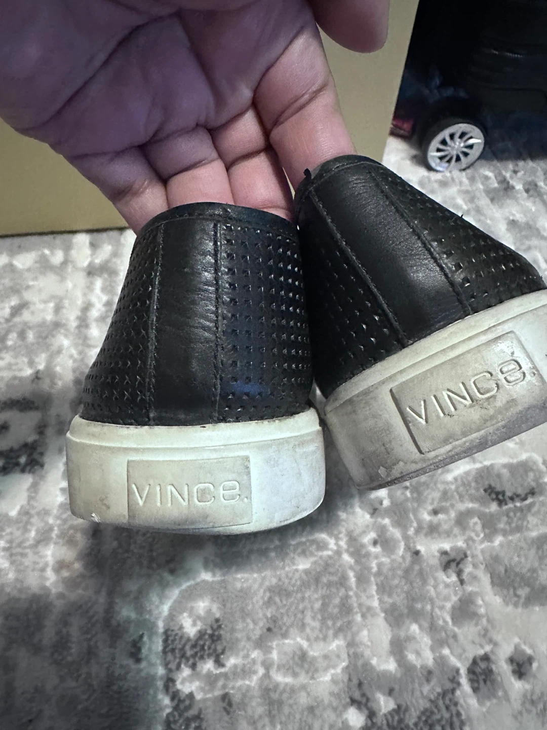 Vince Black Perforated Leather Slip-On Sneakers - photo 4