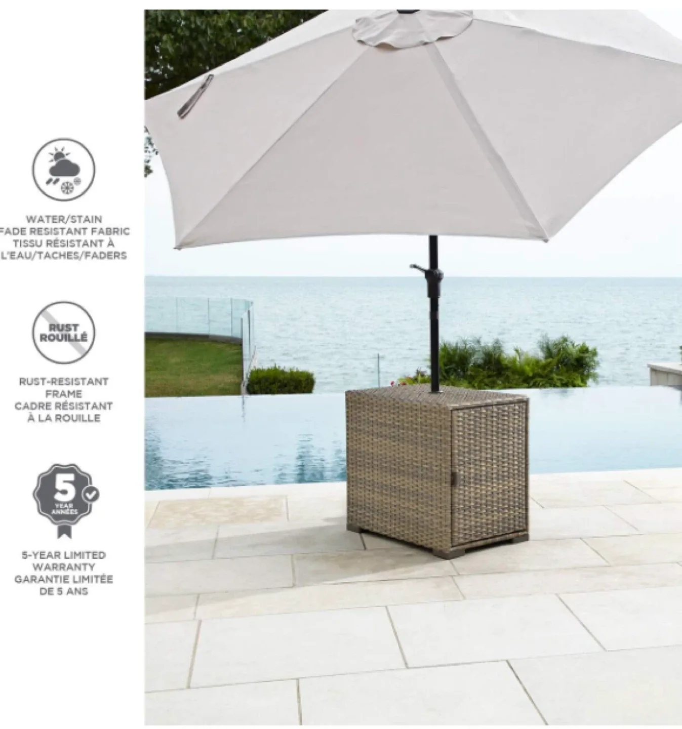 Patio side table stand with umbrella insert image indicator(6)