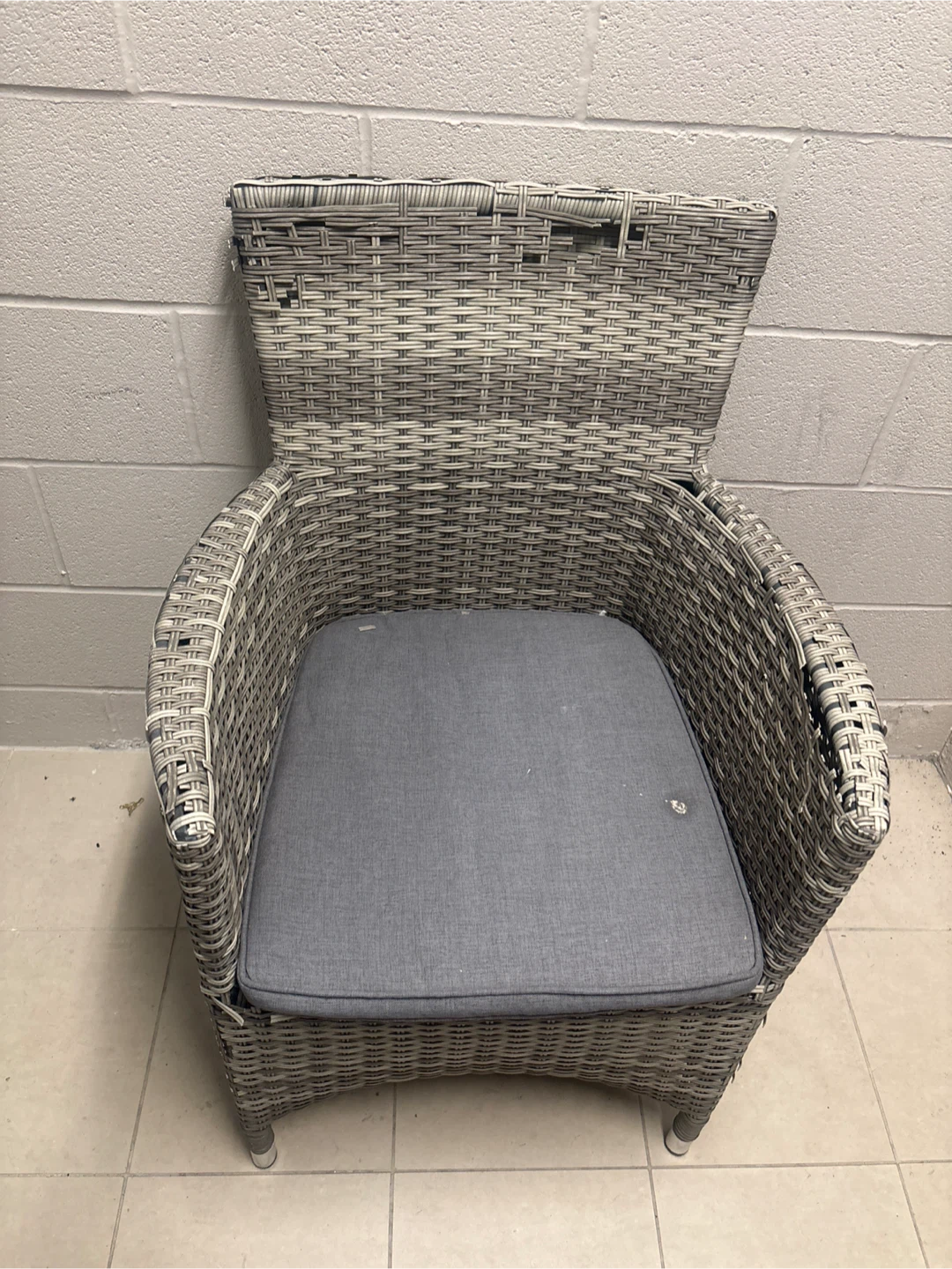 Wicker Outdoor Patio Chair - Grey