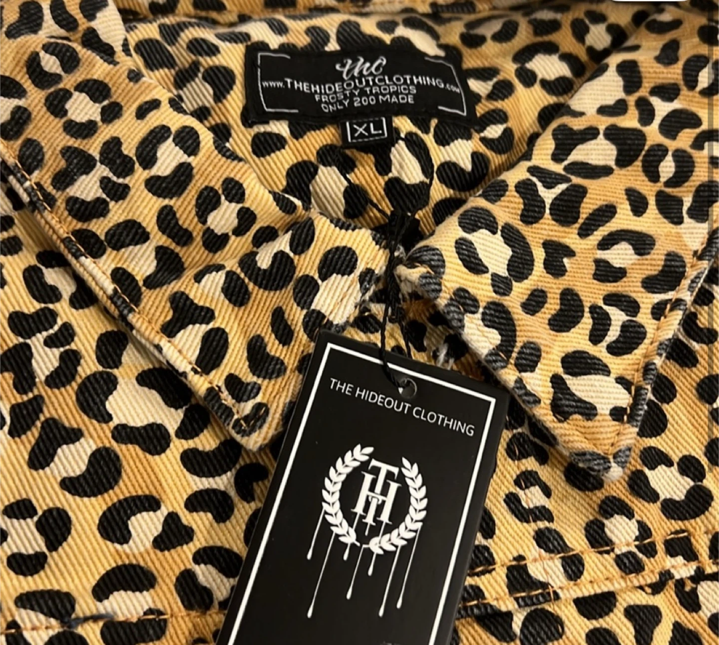 🥕THC Leopard Denim Jacket with Matching Bucket Hat Size XL - photo 2