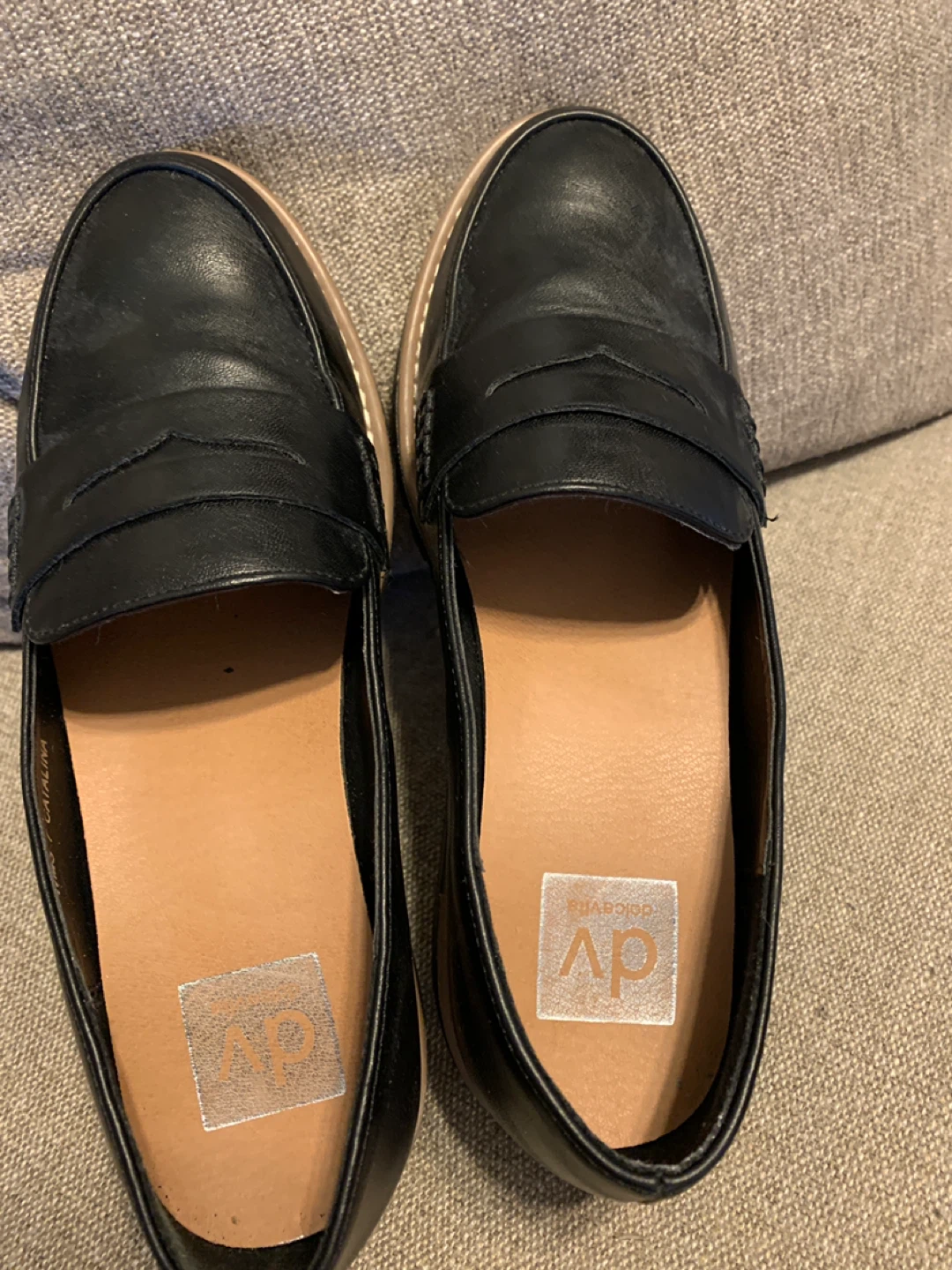 DV by Dolce Vita Black Leather Loafers - Size 8