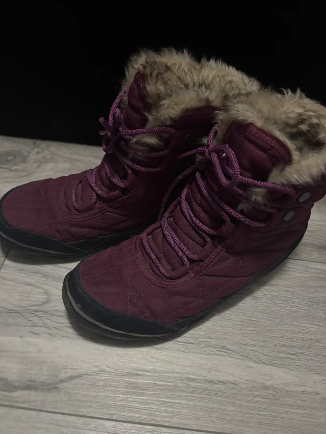 Purple Winter Boots with Faux Fur Trim thumbnail