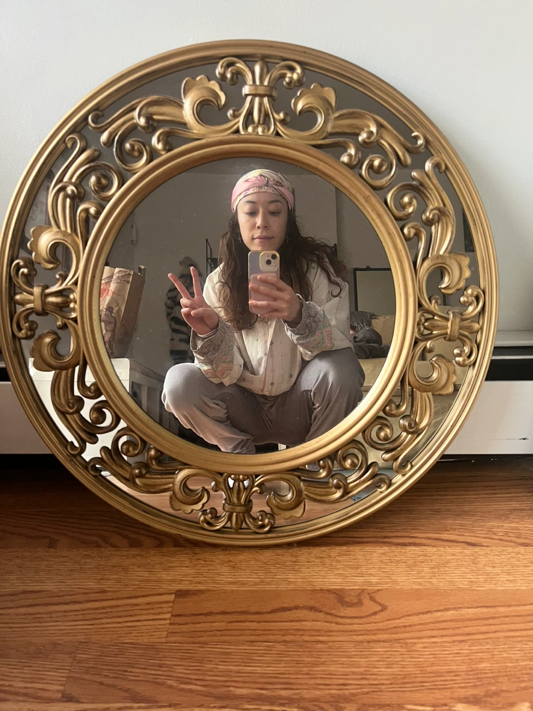 Gold Round Decorative Wall Mirror - photo 3