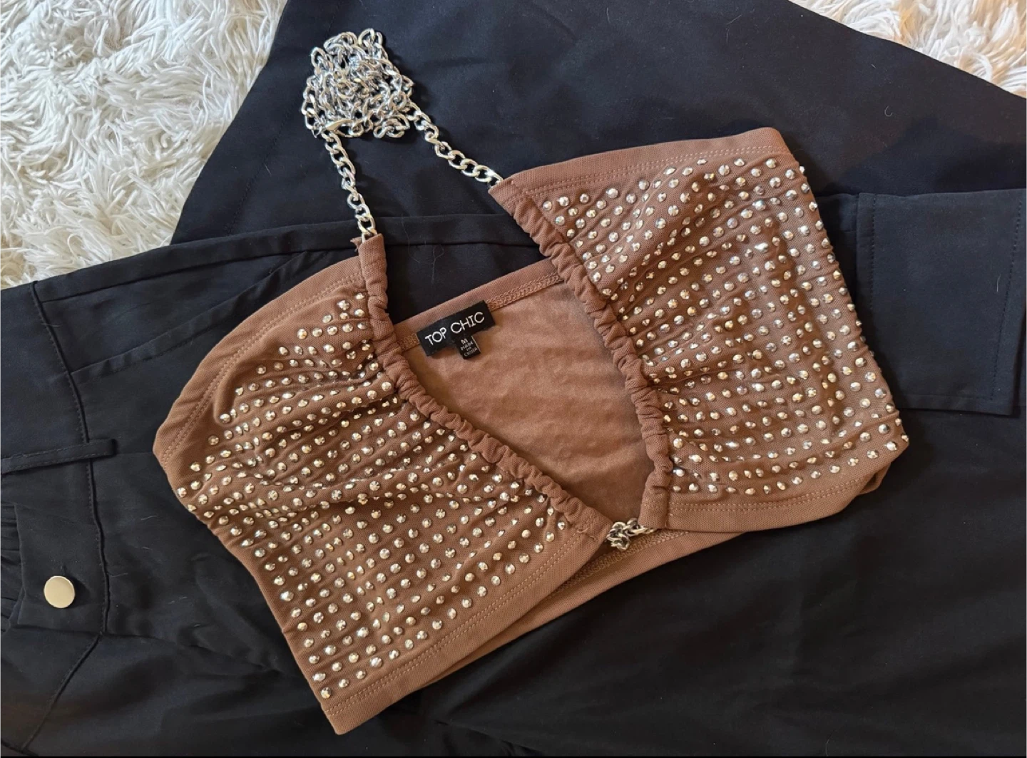 Top Chic Brown Rhinestone Top - Size M - photo 2