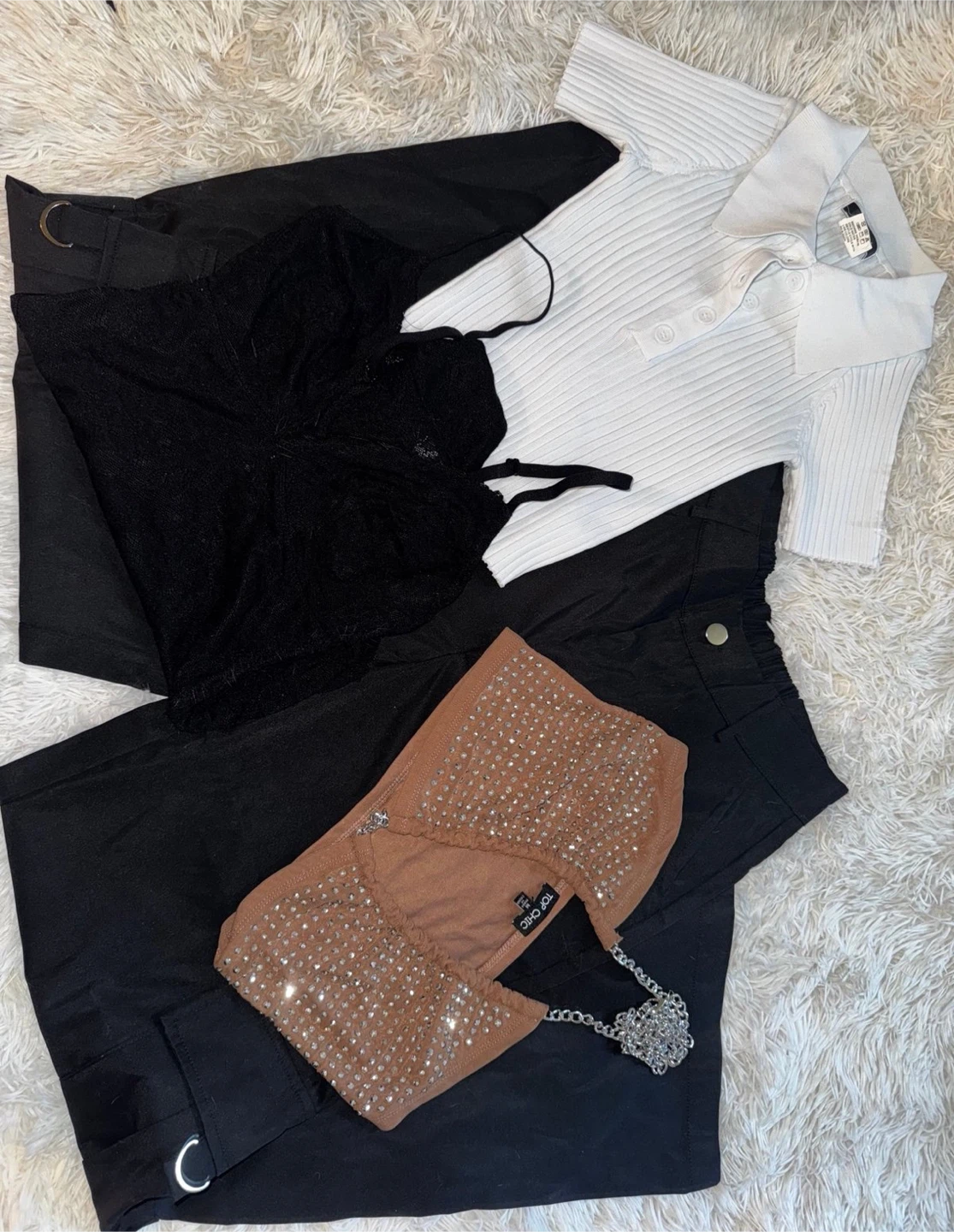 Top Chic Brown Rhinestone Top - Size M