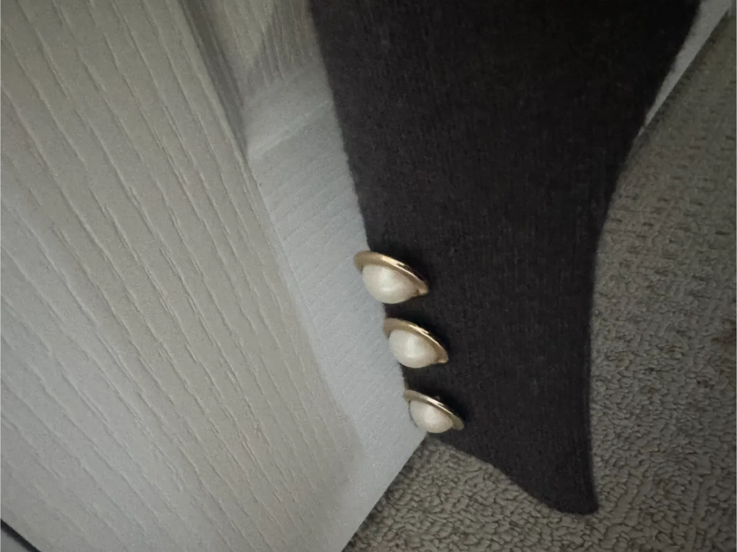 Grey Turtleneck Sweater with Pearl Buttons image indicator(3)