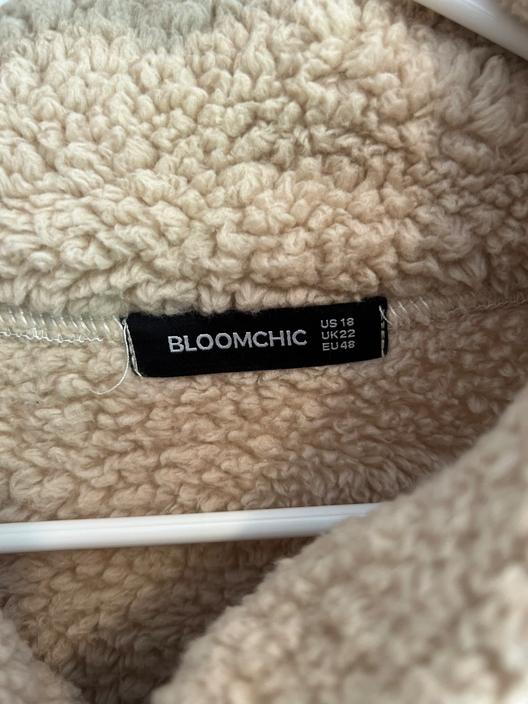 Bloomchic Beige Sherpa Jacket, Size 18 - photo 3