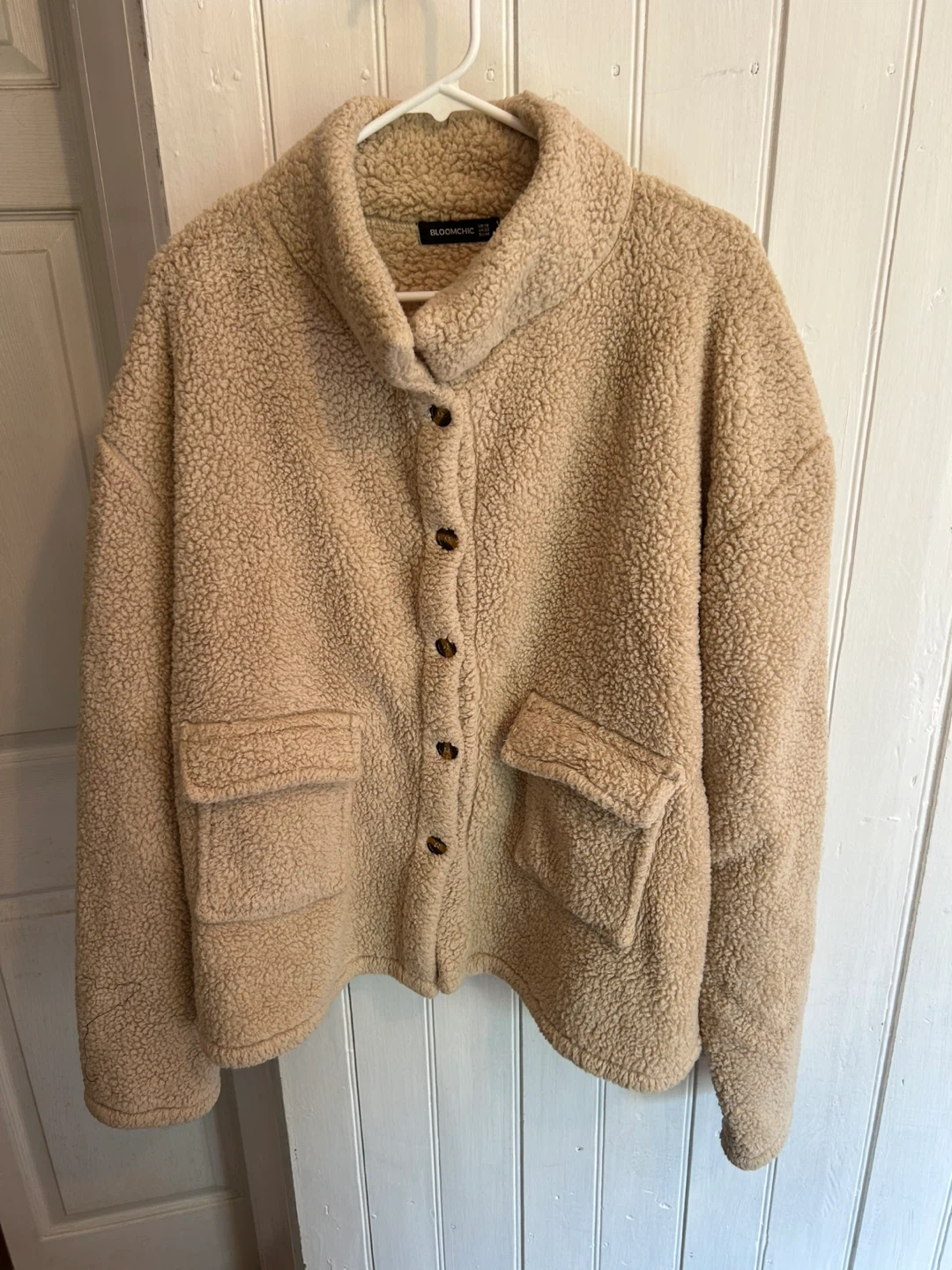 Bloomchic Beige Sherpa Jacket, Size 18