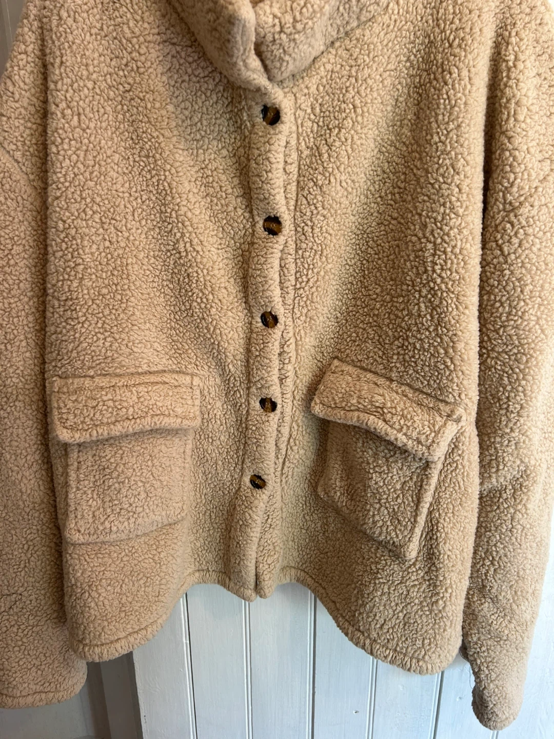 Bloomchic Beige Sherpa Jacket, Size 18 - photo 2
