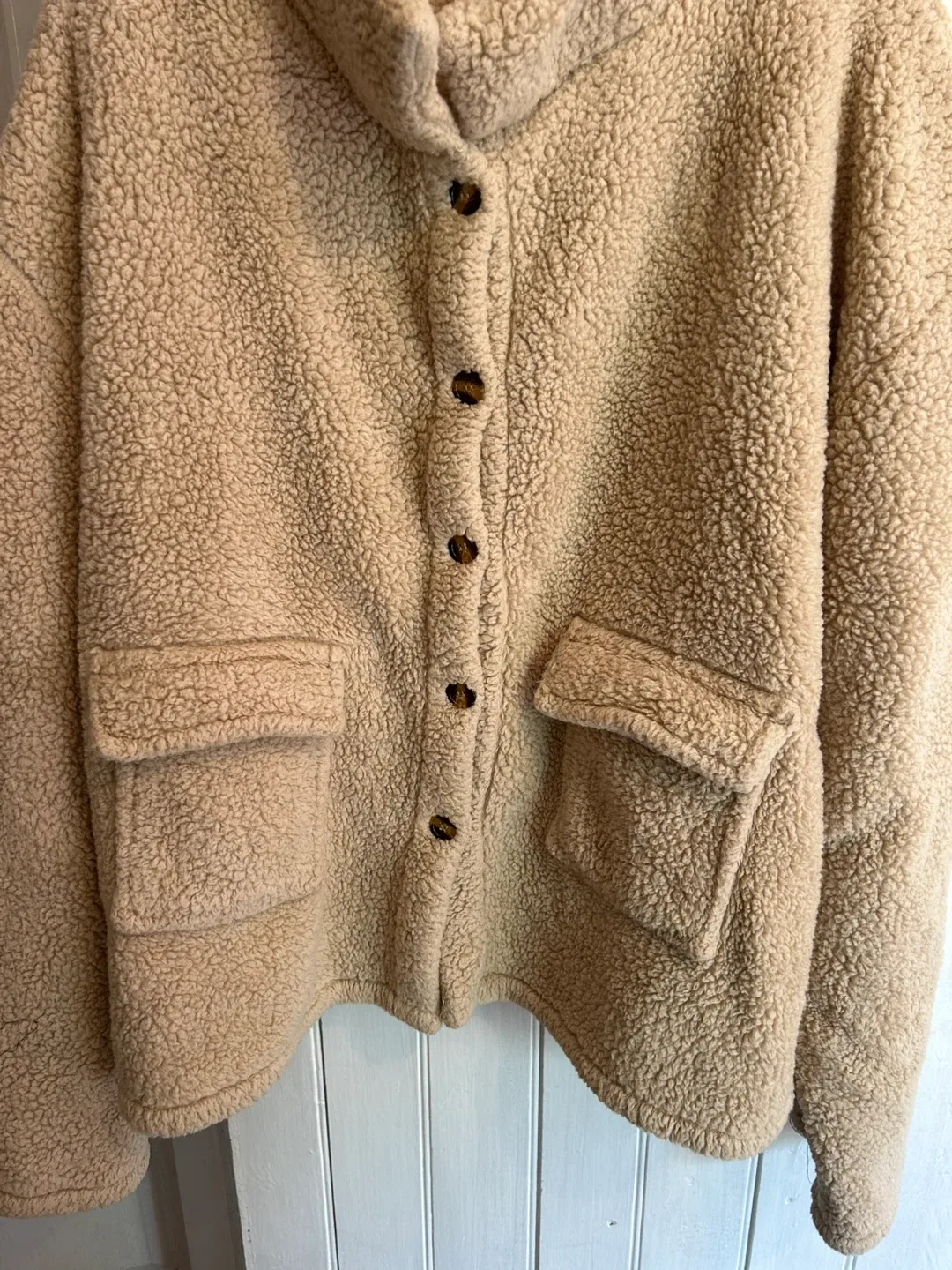 Bloomchic Beige Sherpa Jacket, Size 18 image indicator(2)