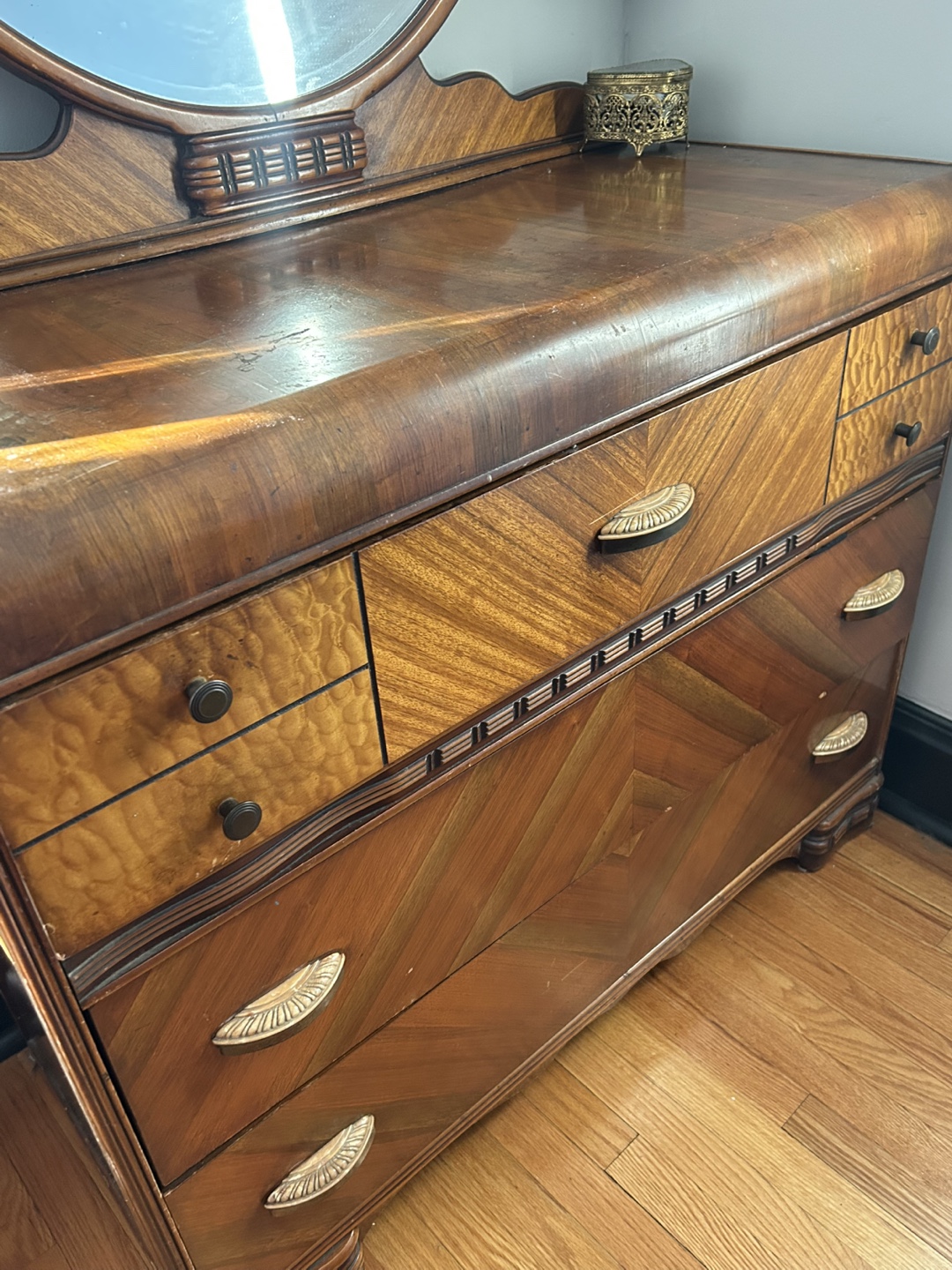 Antique Wood Dresser with Mirror - photo 2