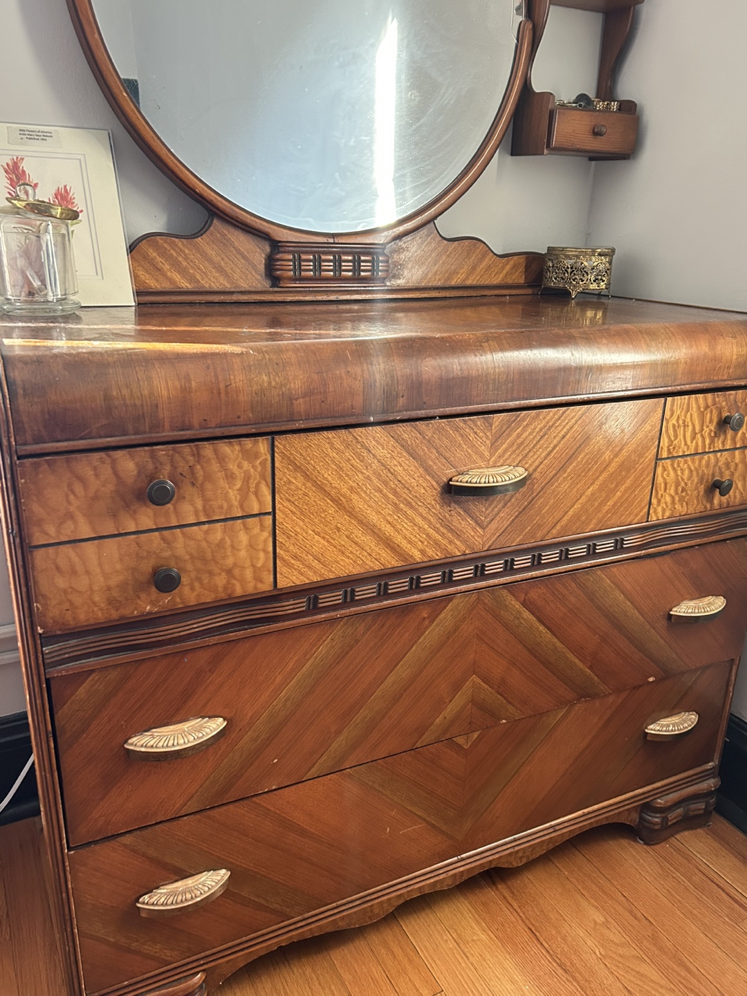 Antique Wood Dresser with Mirror - photo 3