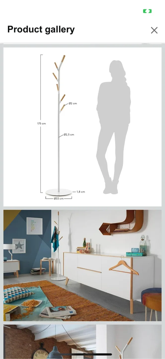 New White Metal & Wood Coat Rack Stand image indicator(4)