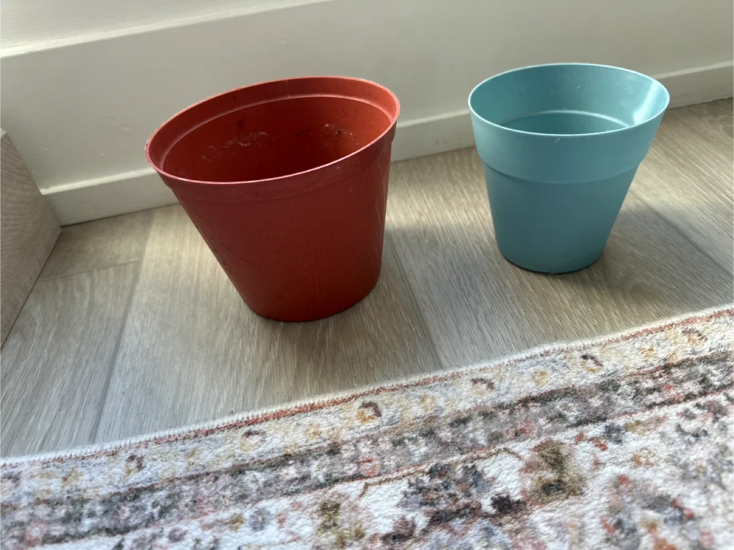 Two Small Plastic Plant Pots