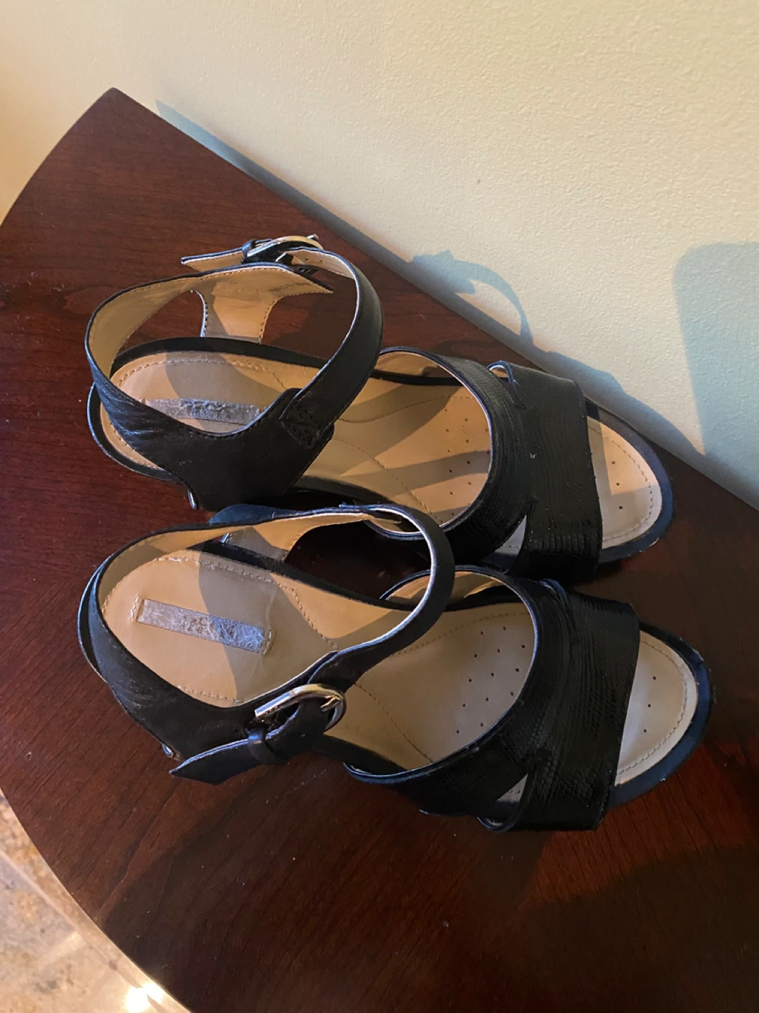 Geox Black Wedge Sandals