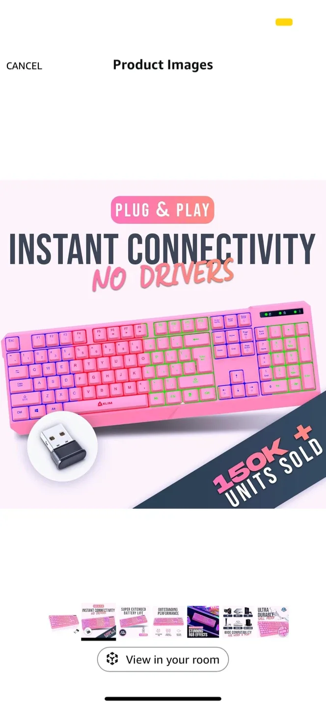 KLIM Chroma Wireless Gaming Keyboard - Pink image indicator(2)