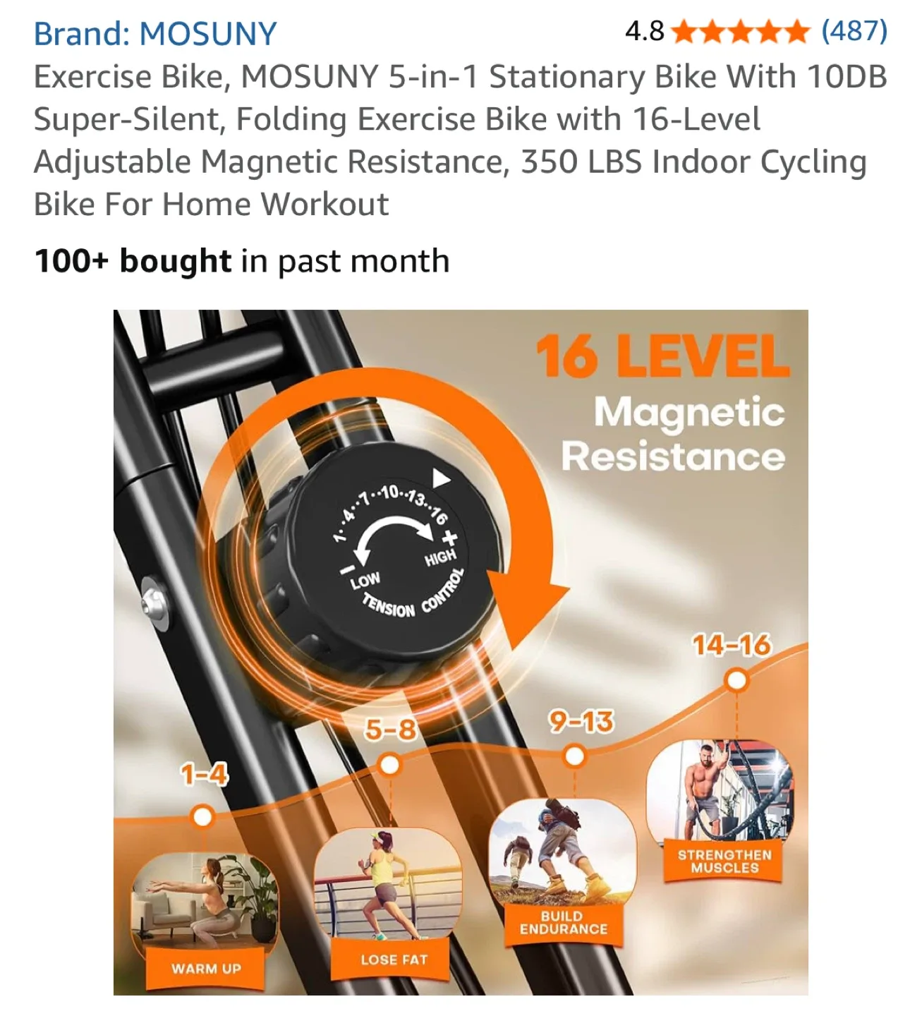 MOSUNY 5-in-1 Stationary Exercise Bike image indicator(4)