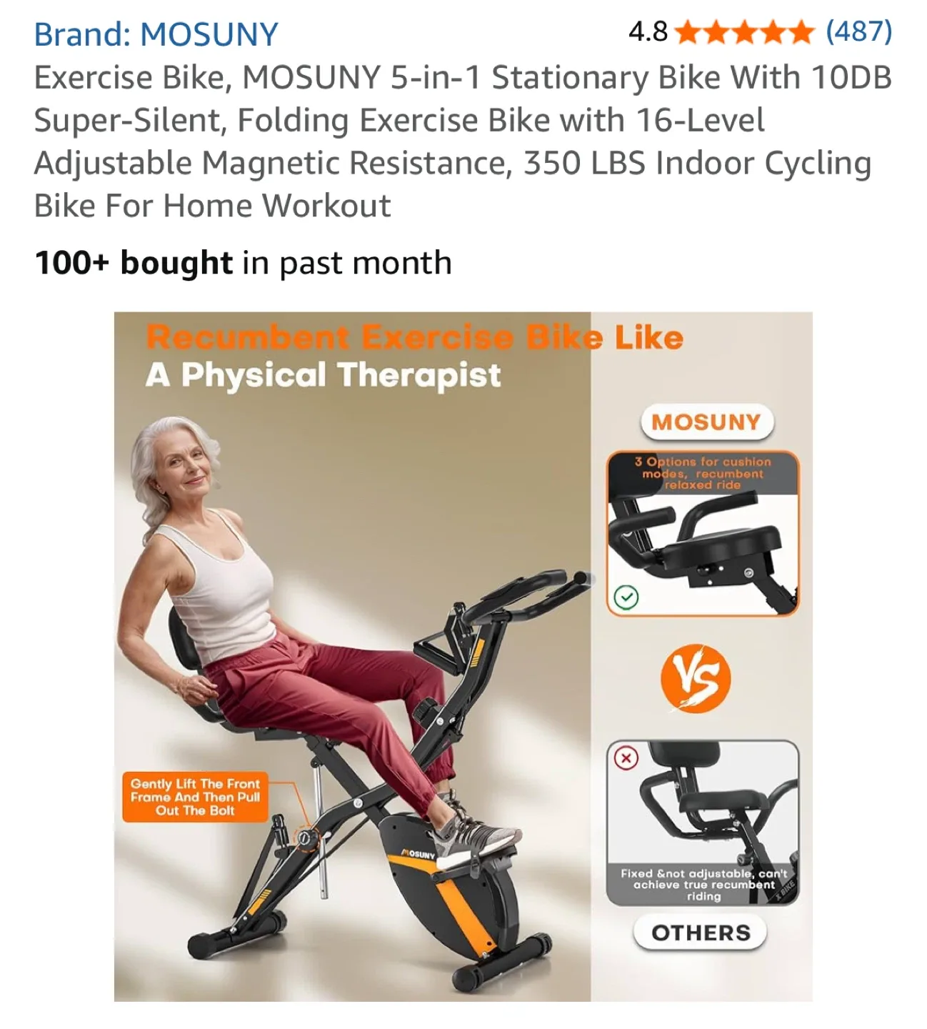 MOSUNY 5-in-1 Stationary Exercise Bike image indicator(3)