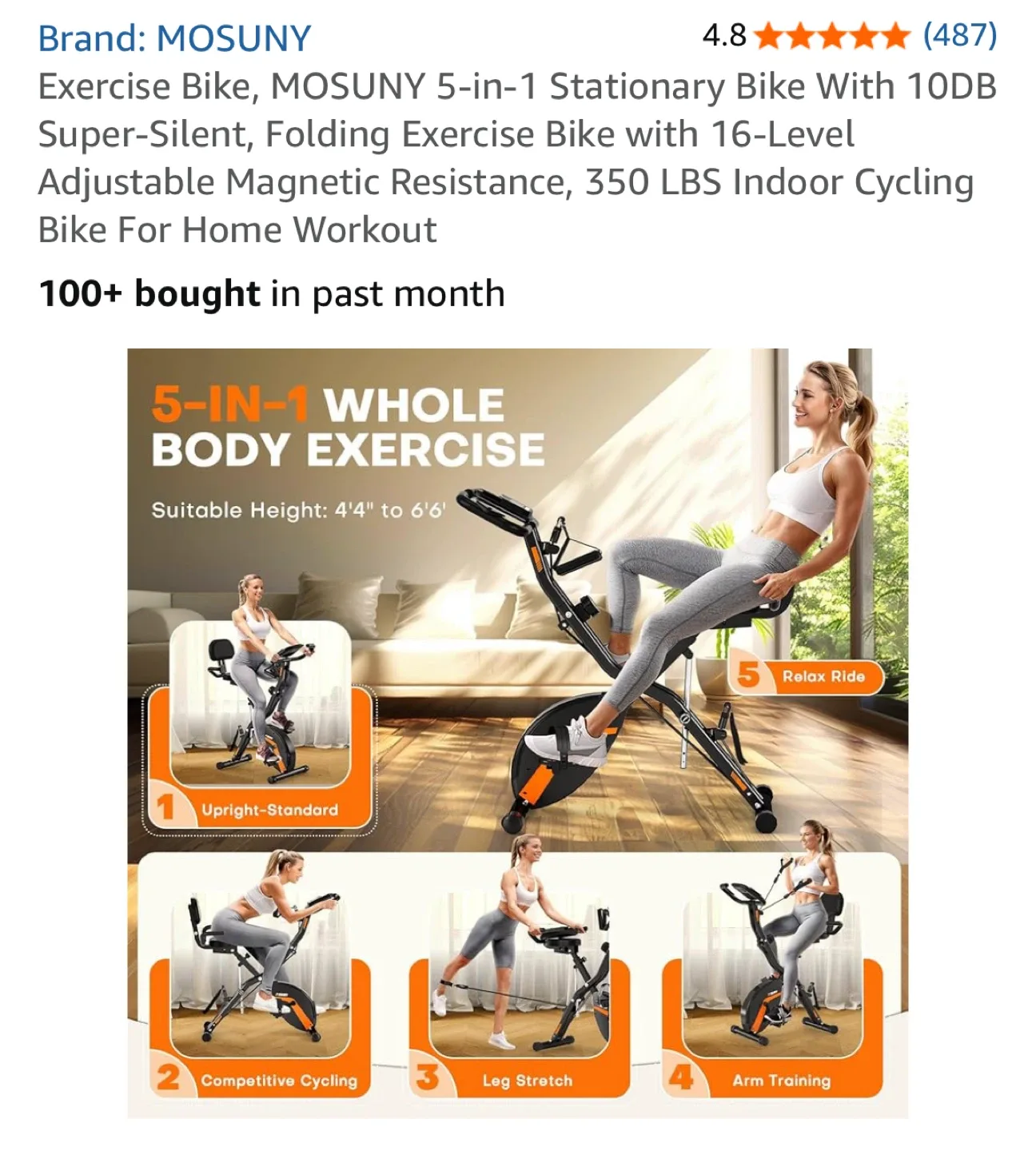 MOSUNY 5-in-1 Stationary Exercise Bike image indicator(2)