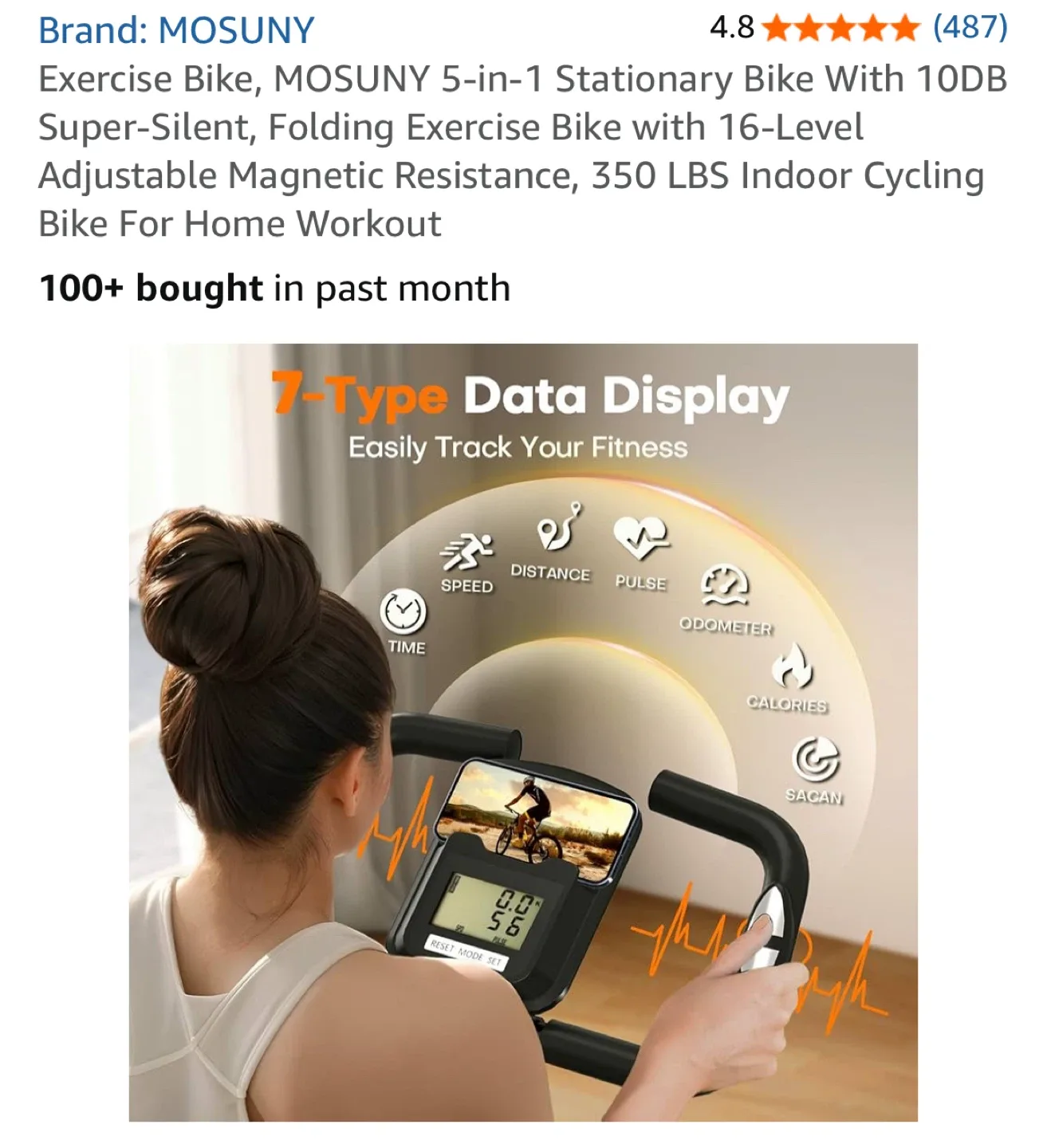 MOSUNY 5-in-1 Stationary Exercise Bike image indicator(7)