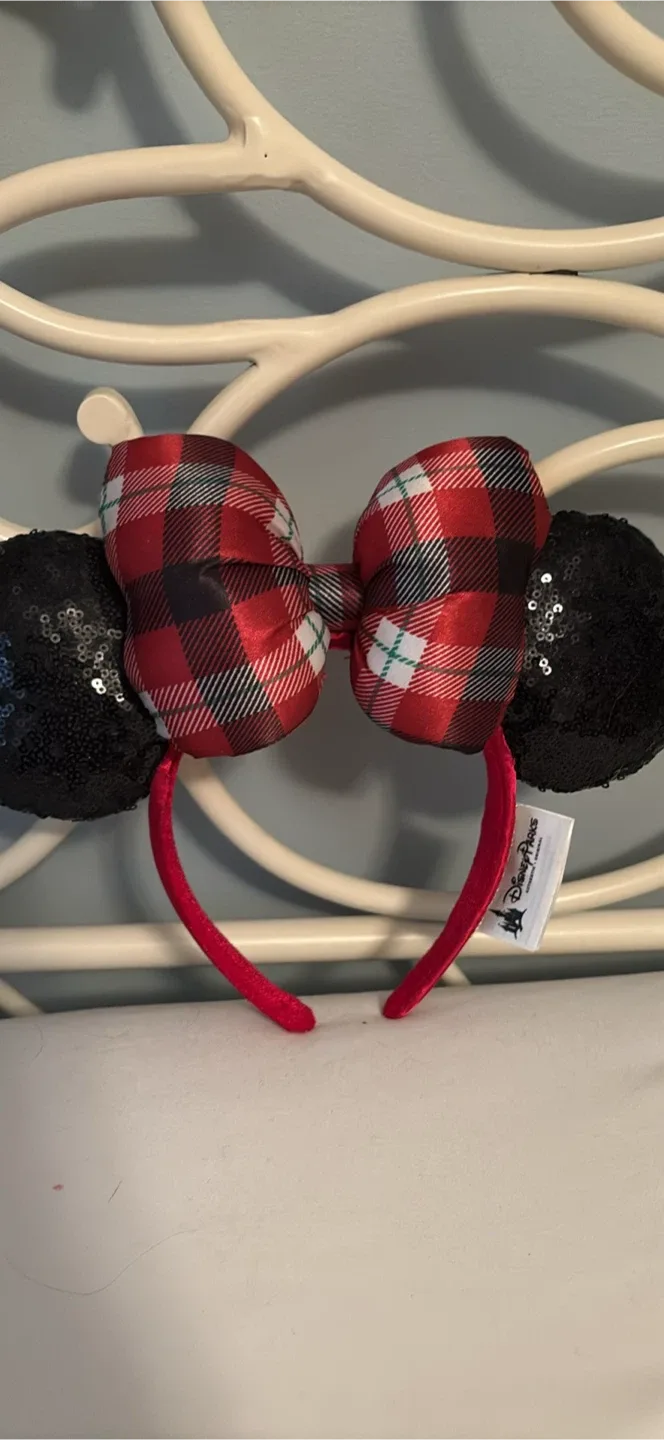 Disney Parks Minnie Mouse Plaid Ears Headband thumbnail