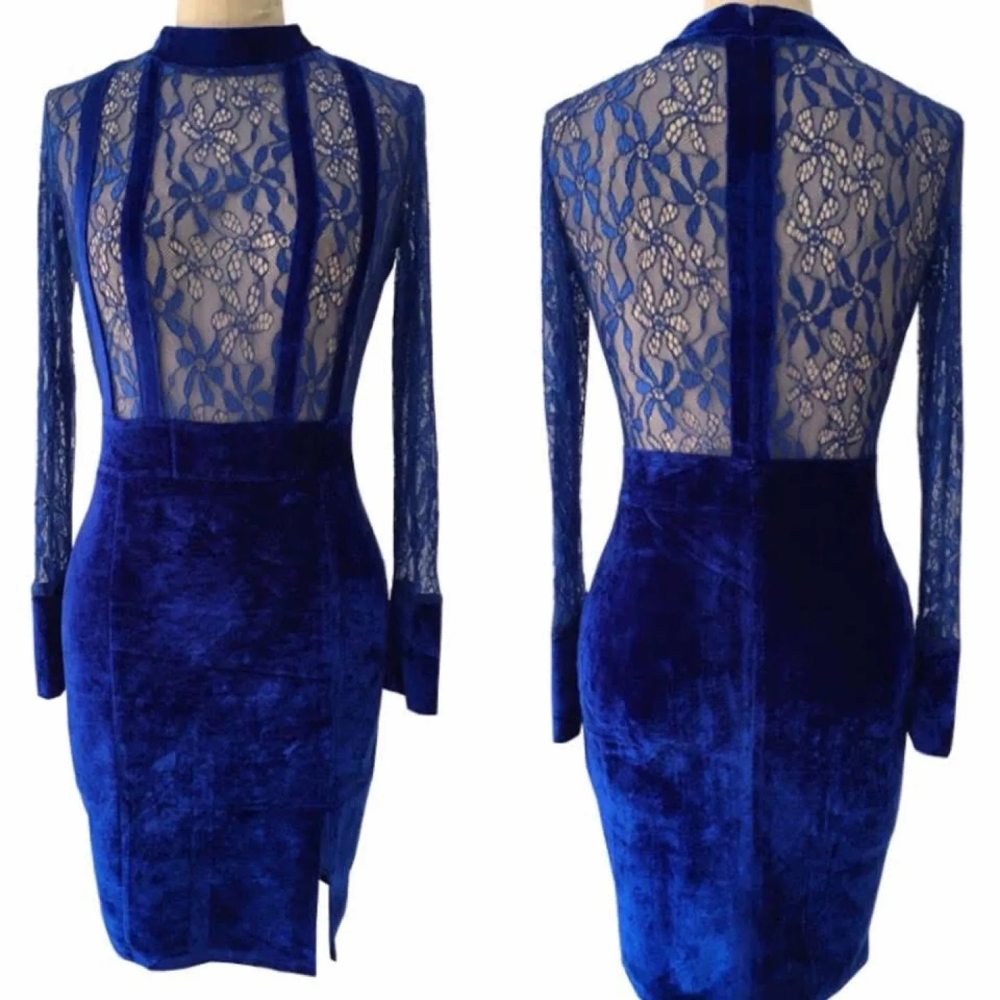 Blue Velvet & Lace Dress NEW thumbnail
